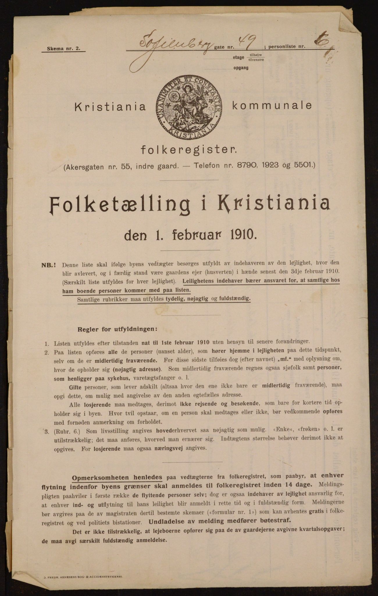 OBA, Kommunal folketelling 1.2.1910 for Kristiania, 1910, s. 94046