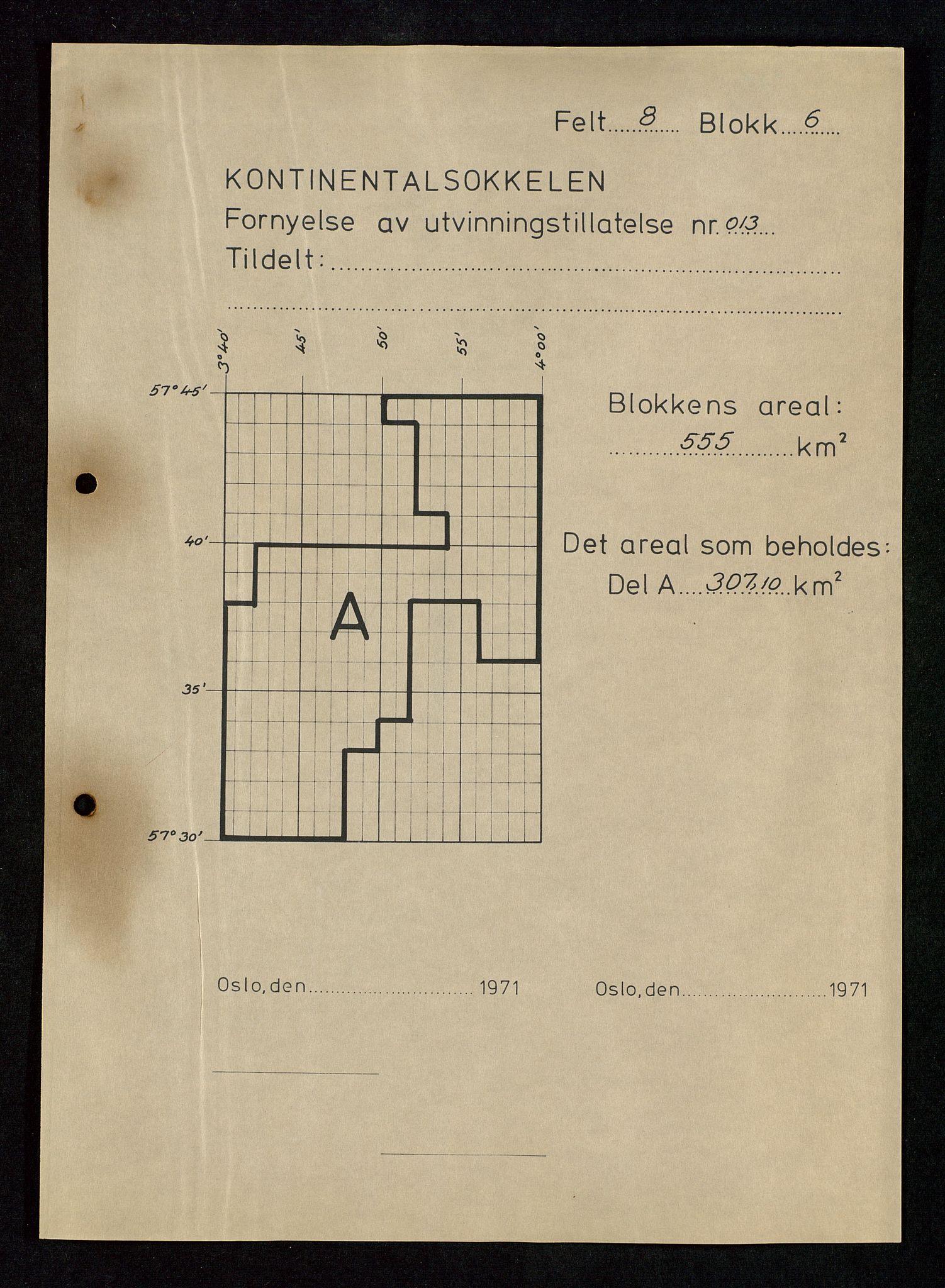 Industridepartementet, Oljekontoret, AV/SAST-A-101348/Da/L0004: Arkivnøkkel 711 - 712 Utvinningstillatelser, 1970-1971, s. 110