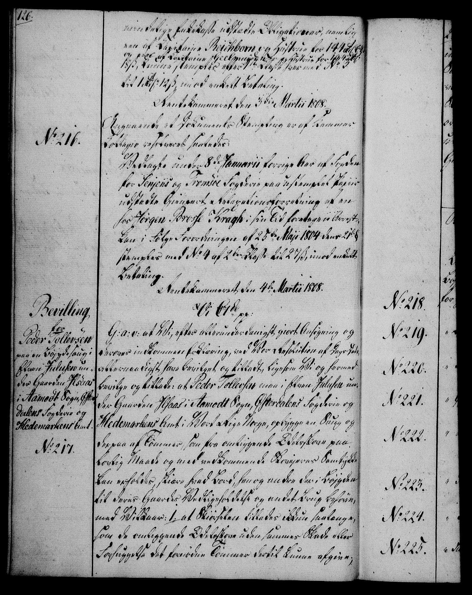Rentekammeret, Kammerkanselliet, RA/EA-3111/G/Gg/Gga/L0019: Norsk ekspedisjonsprotokoll med register (merket RK 53.19), 1807-1810, s. 126
