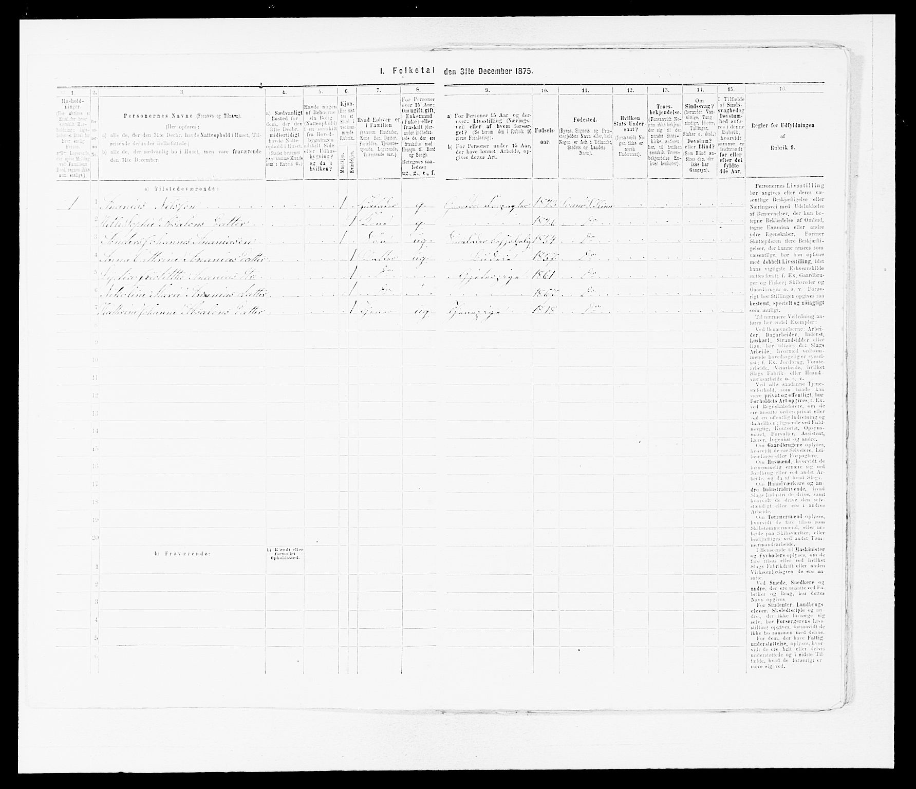 SAB, Folketelling 1875 for 1437L Kinn prestegjeld, Kinn sokn og Svanøy sokn, 1875, s. 1154