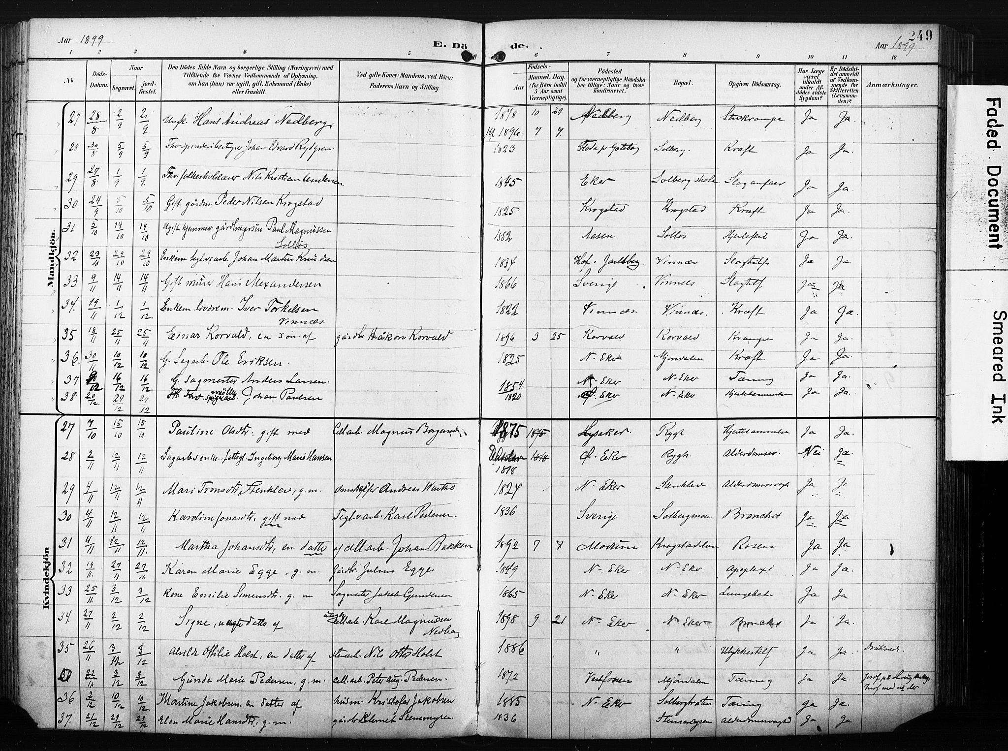 Nedre Eiker kirkebøker, AV/SAKO-A-612/F/Fa/L0005: Ministerialbok nr. 5, 1898-1905, s. 249
