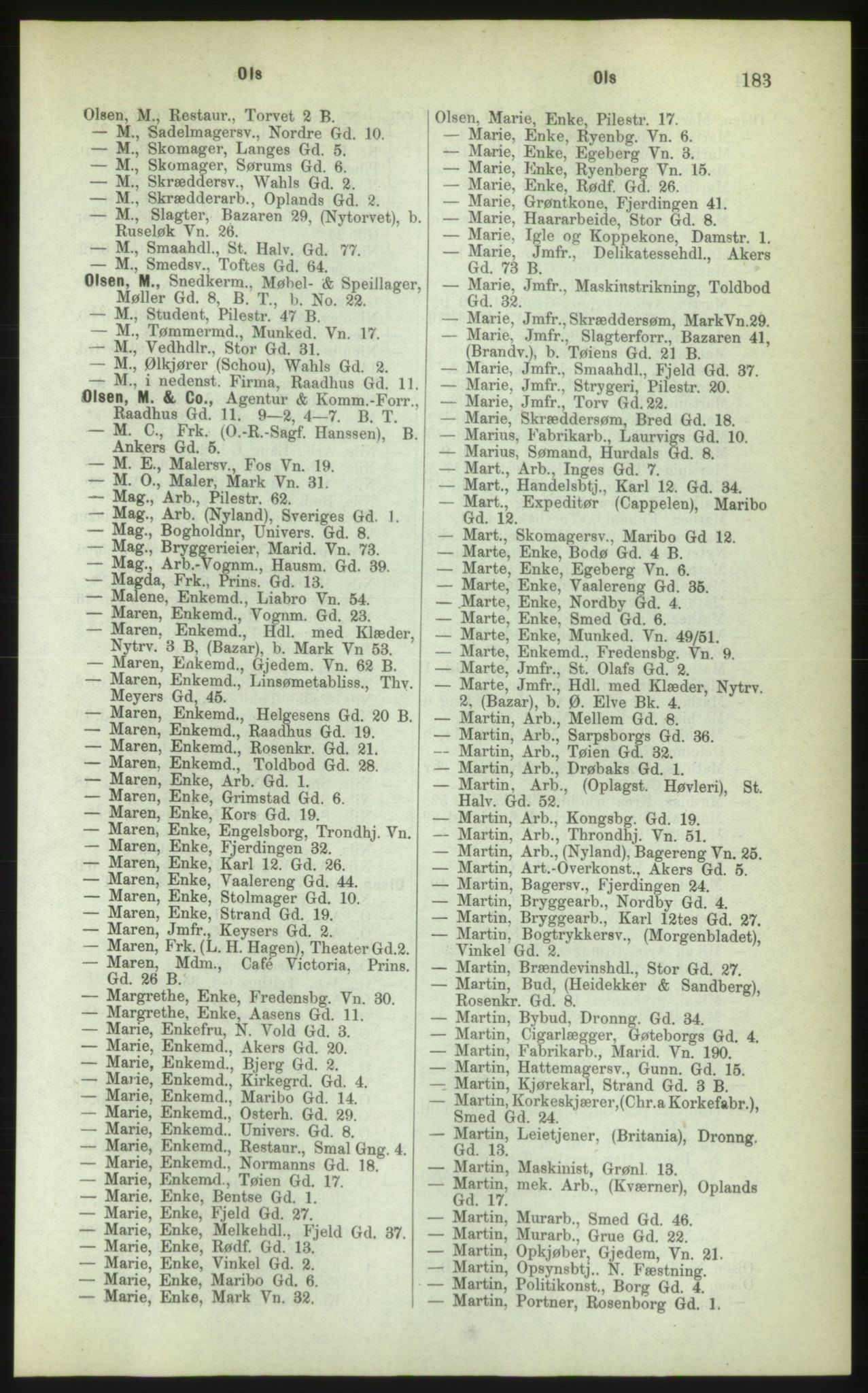 Kristiania/Oslo adressebok, PUBL/-, 1883, s. 183