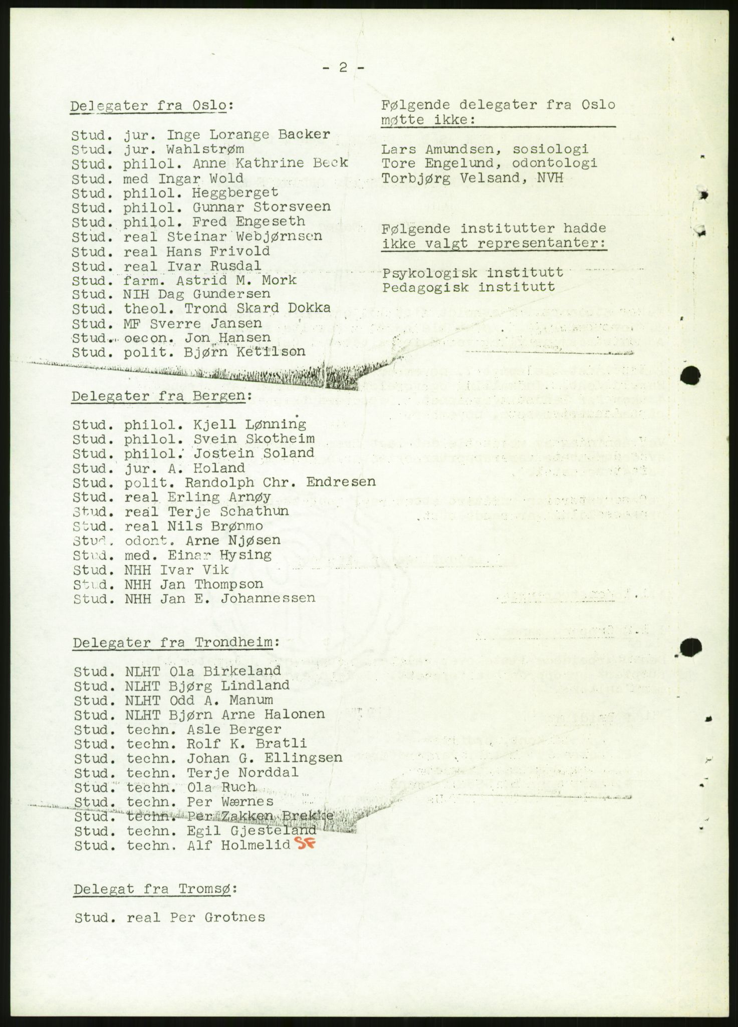 Norsk Studentunion, AV/RA-PA-0794/Fg/L0067: Landstinget, 1968-1979