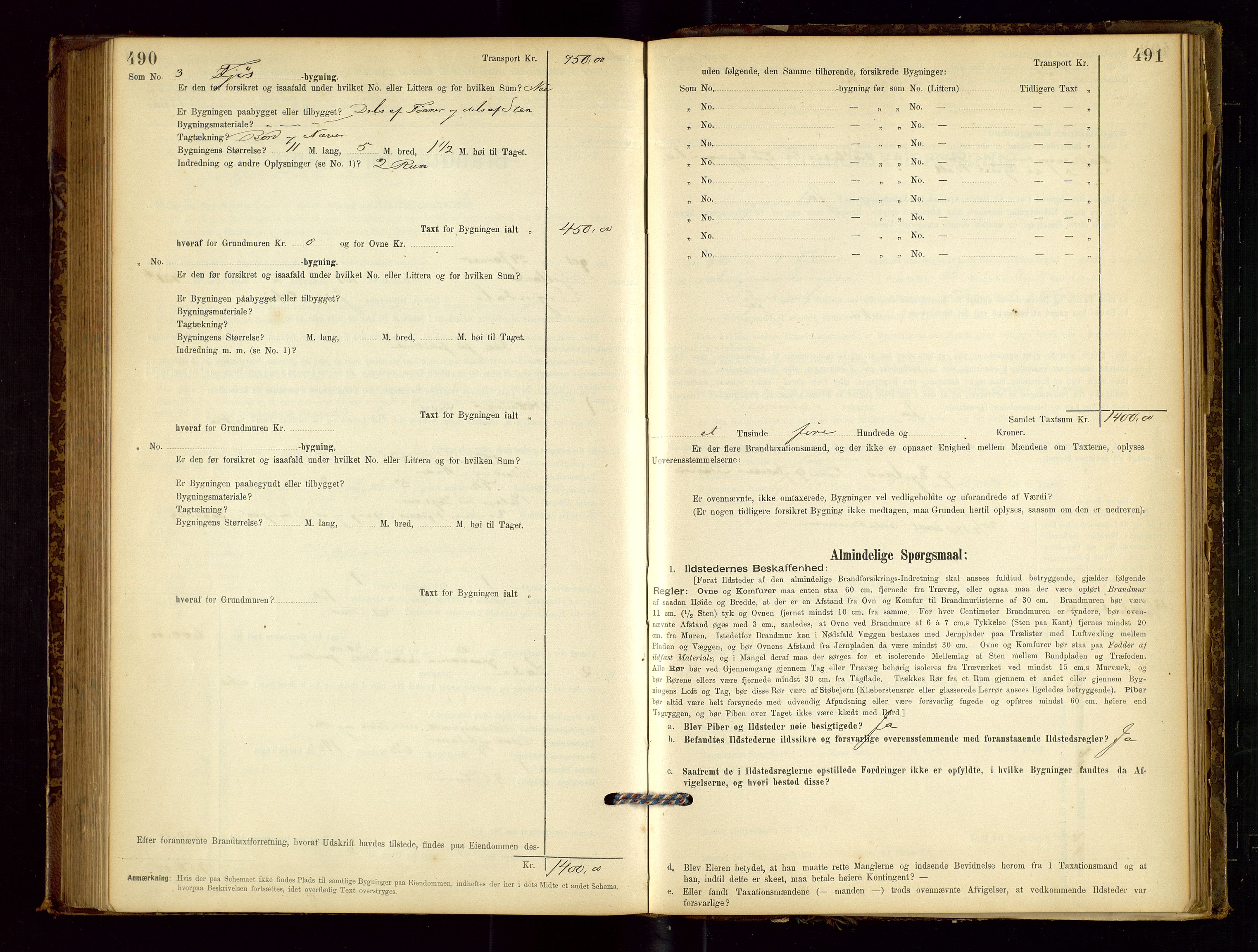 Sokndal lensmannskontor, AV/SAST-A-100417/Gob/L0001: "Brandtaxt-Protokol", 1895-1902, s. 490-491