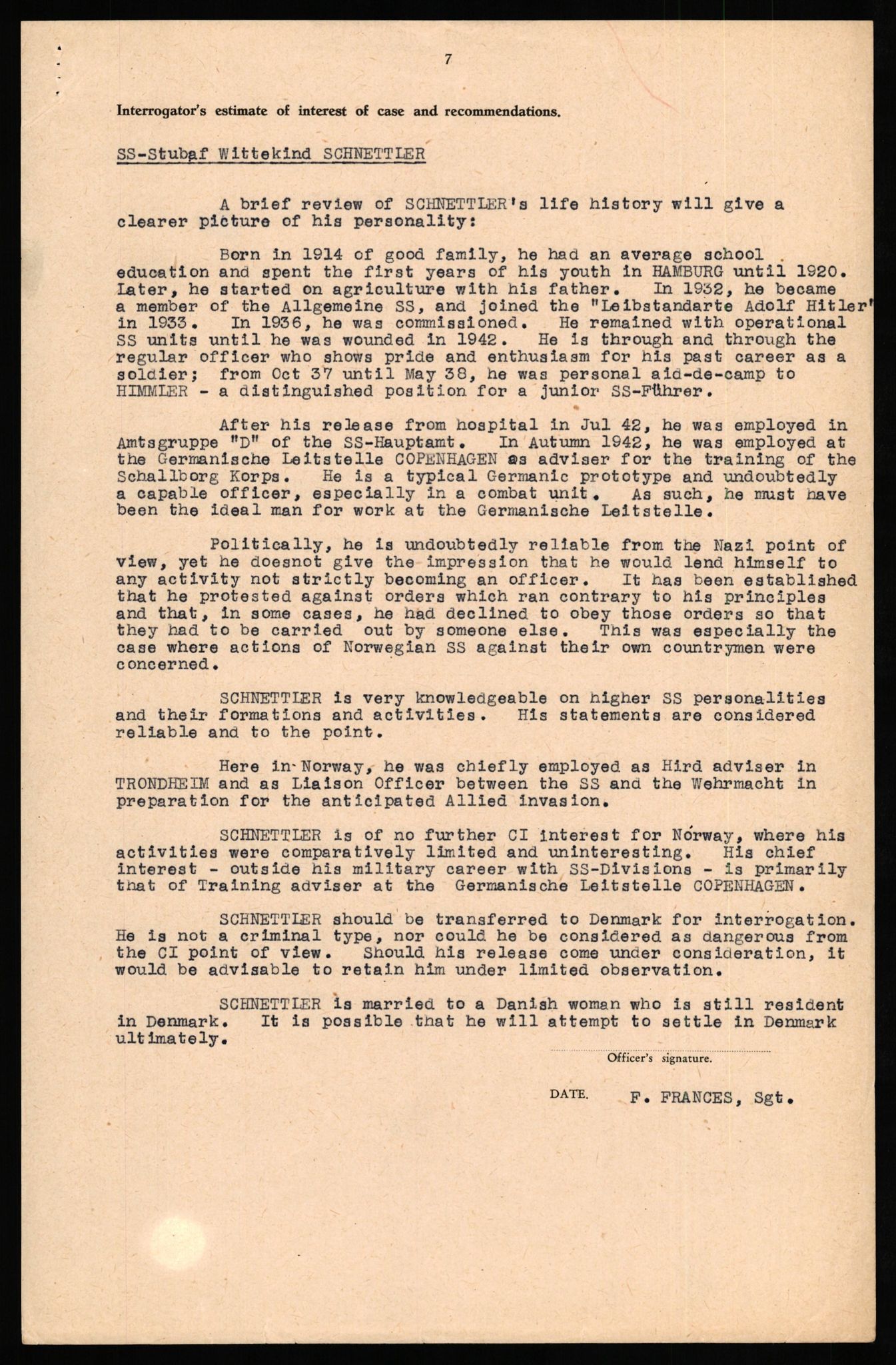 Forsvaret, Forsvarets overkommando II, AV/RA-RAFA-3915/D/Db/L0030: CI Questionaires. Tyske okkupasjonsstyrker i Norge. Tyskere., 1945-1946, s. 95