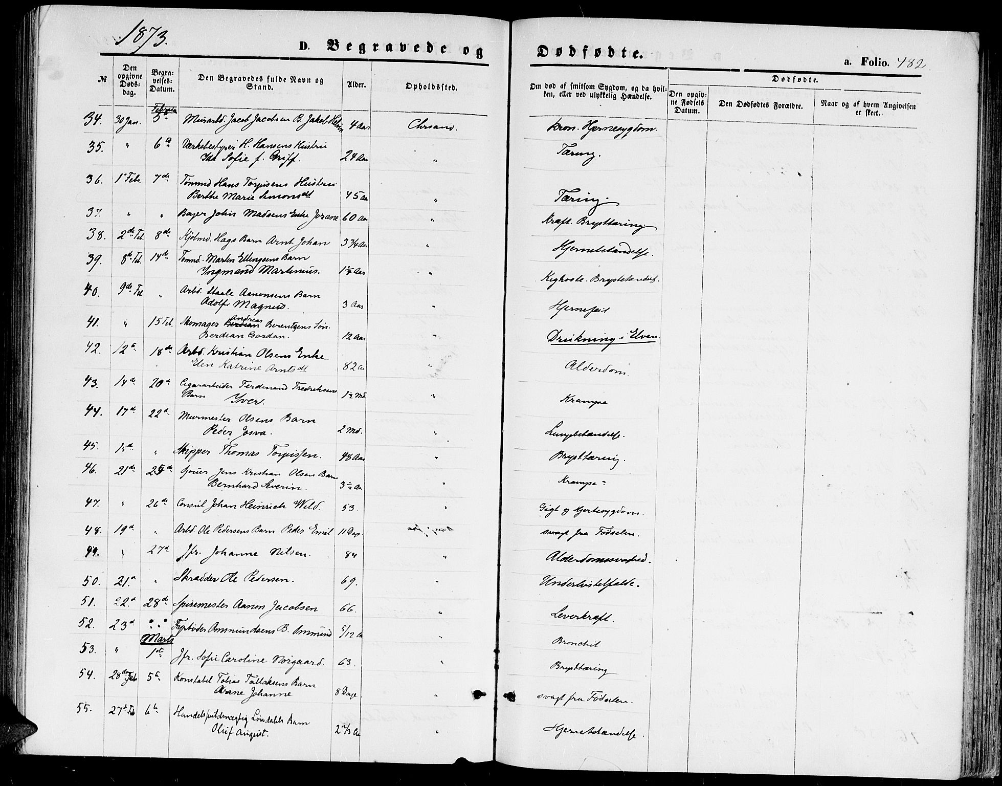 Kristiansand domprosti, AV/SAK-1112-0006/F/Fb/L0013: Klokkerbok nr. B 13, 1871-1880, s. 482