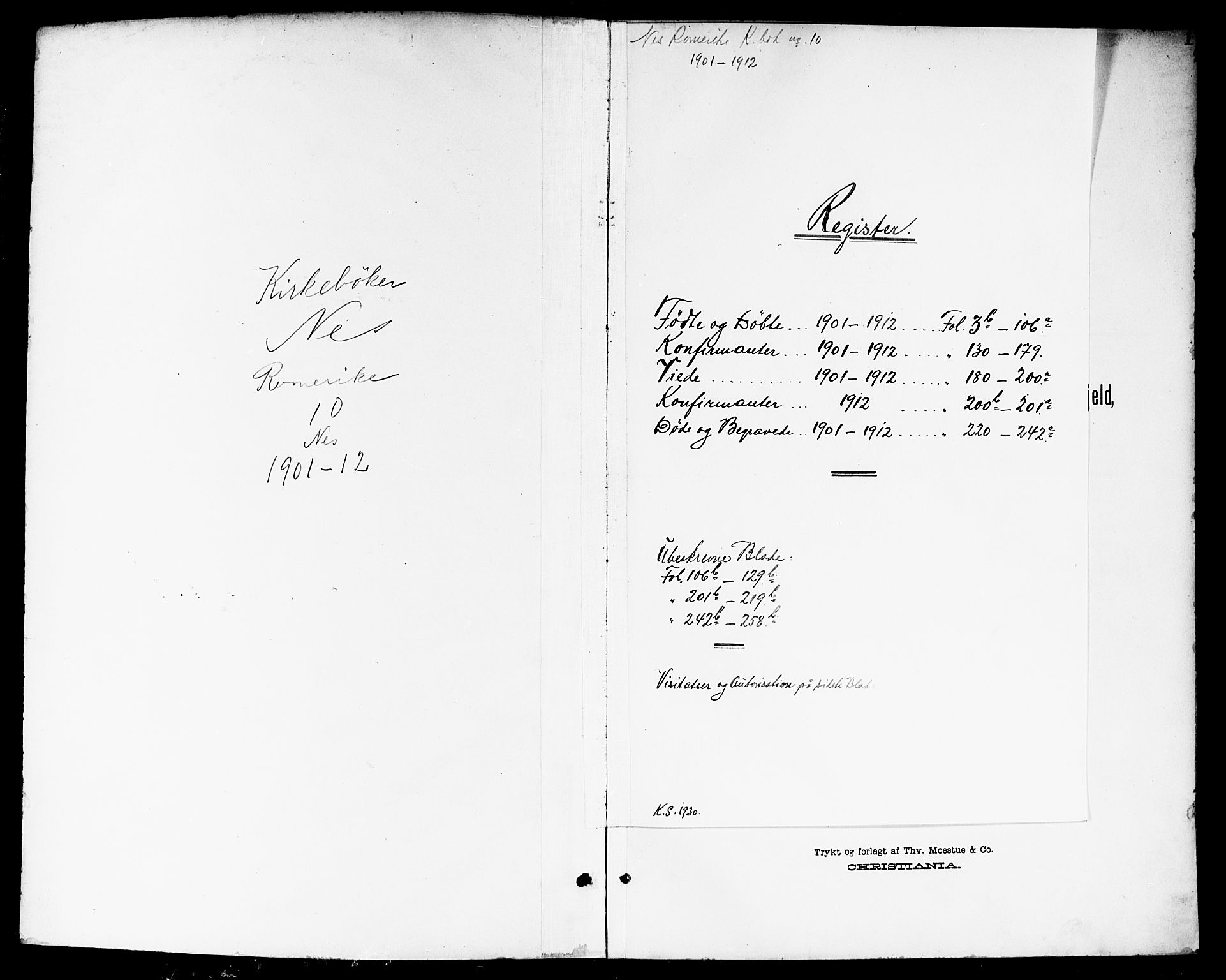 Nes prestekontor Kirkebøker, SAO/A-10410/G/Ga/L0002: Klokkerbok nr. I 2, 1901-1912