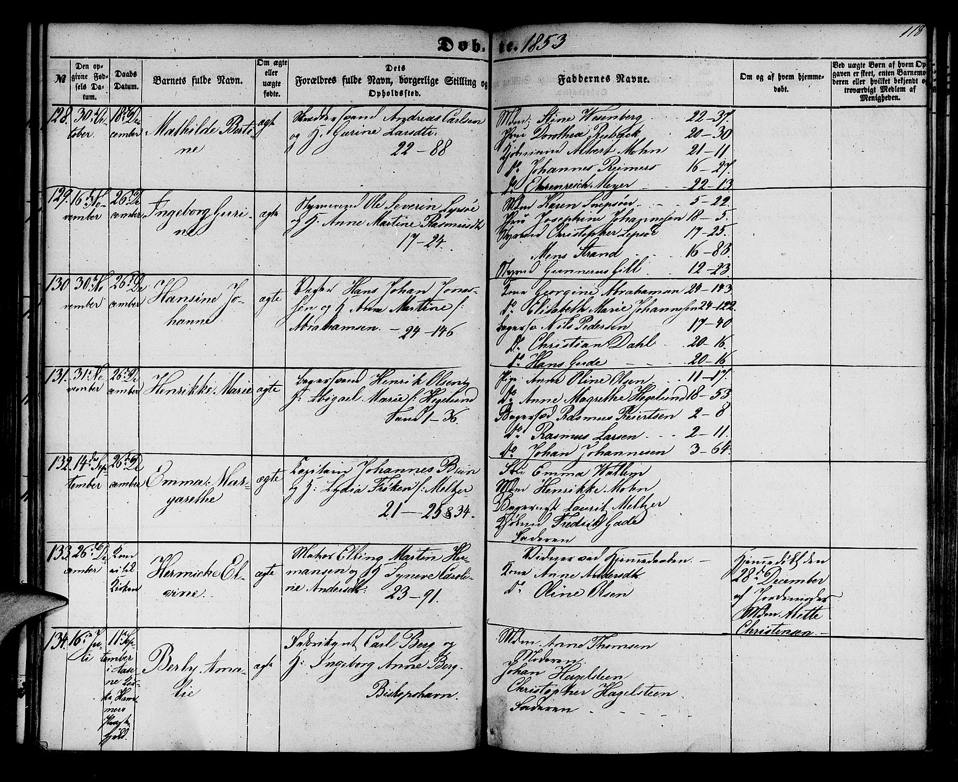 Korskirken sokneprestembete, AV/SAB-A-76101/H/Hab: Klokkerbok nr. B 3, 1853-1858, s. 118