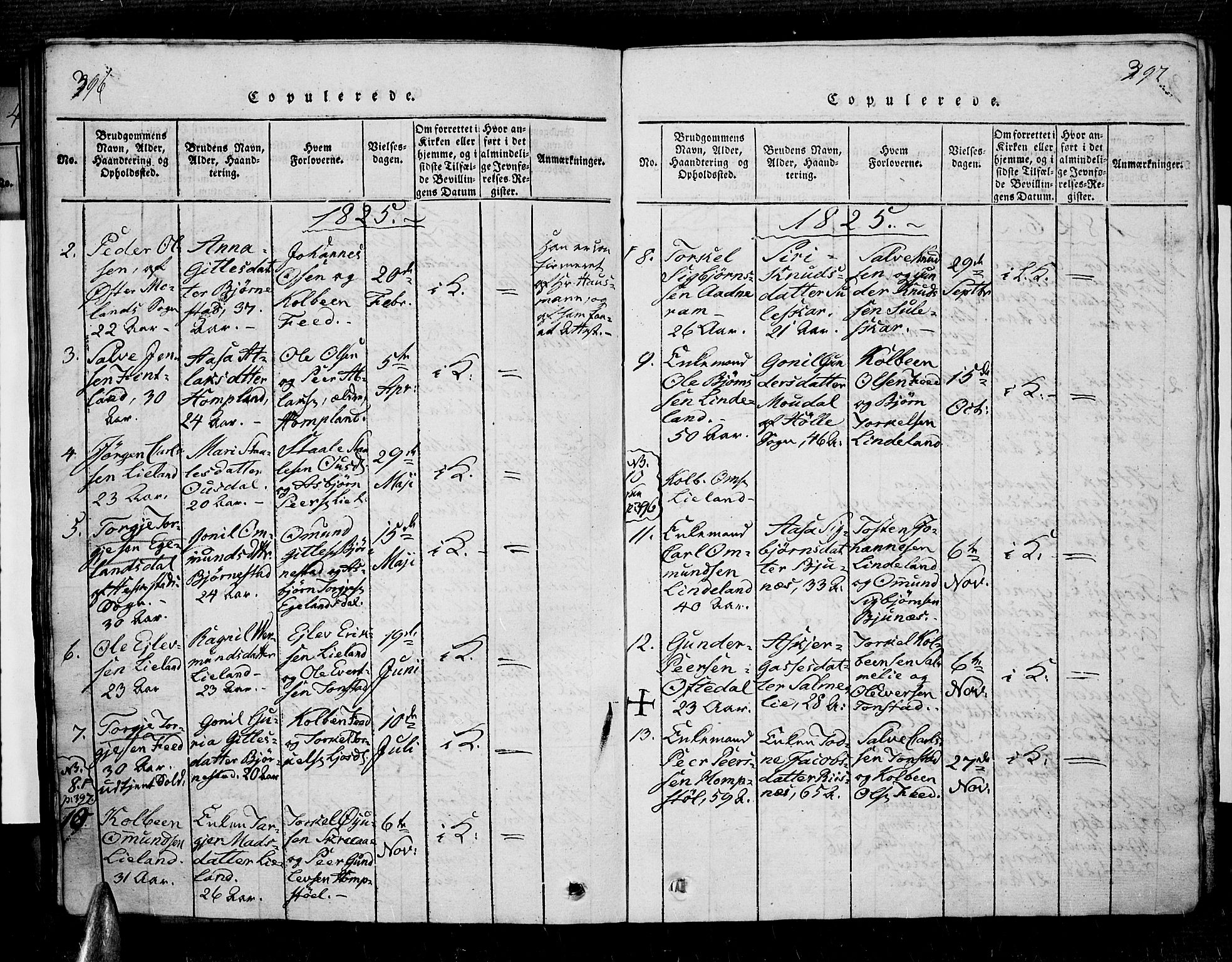 Sirdal sokneprestkontor, AV/SAK-1111-0036/F/Fa/Fab/L0001: Ministerialbok nr. A 1, 1815-1834, s. 396-397