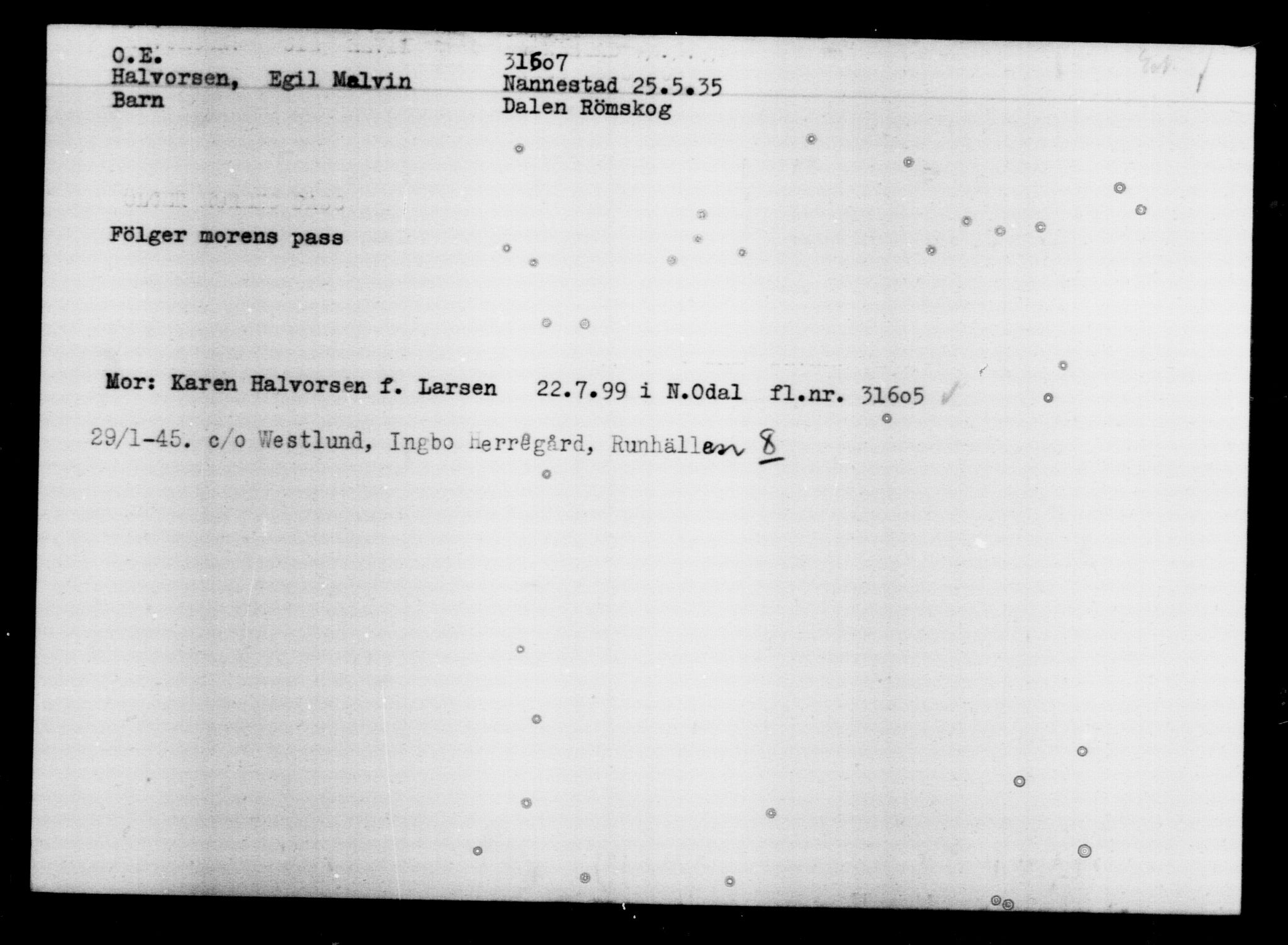 Den Kgl. Norske Legasjons Flyktningskontor, RA/S-6753/V/Va/L0013: Kjesäterkartoteket.  Flyktningenr. 31500-34731, 1940-1945, s. 116