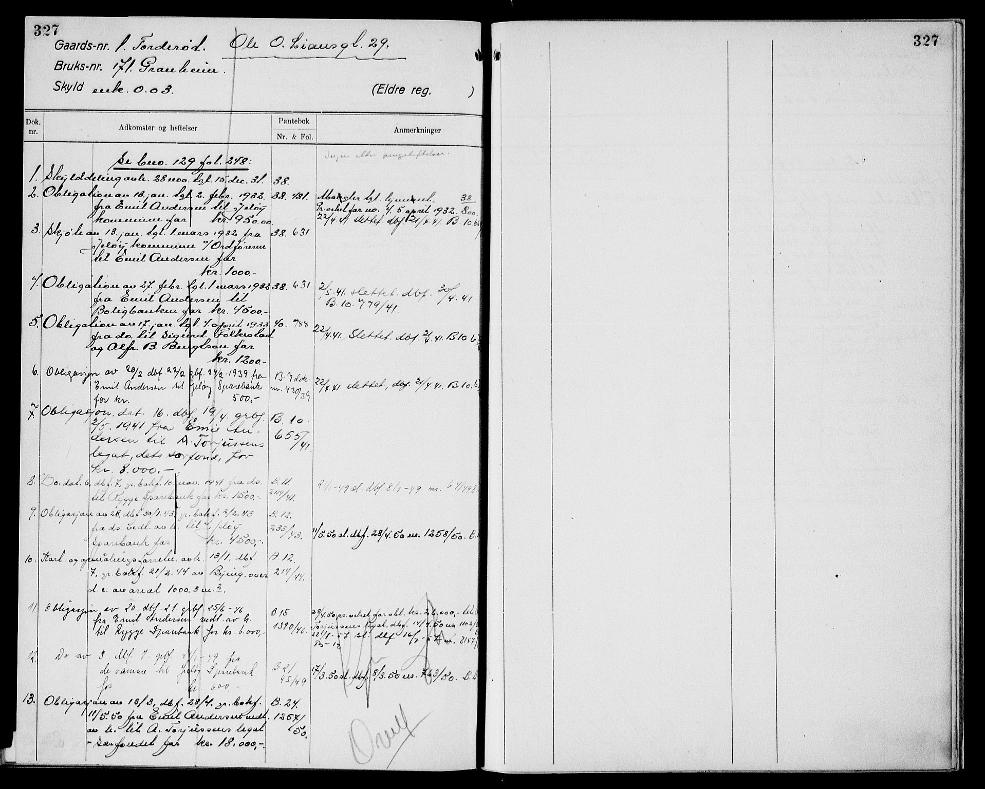 Moss sorenskriveri, AV/SAO-A-10168: Panteregister nr. XI 1, 1788-1961, s. 327