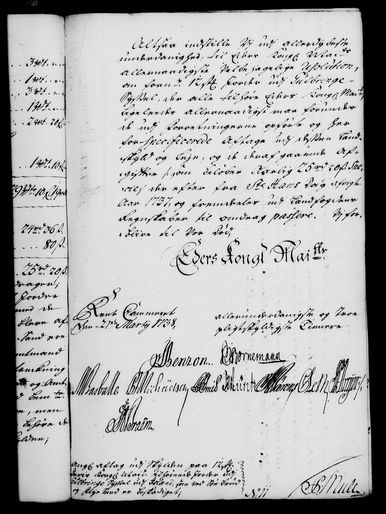 Rentekammeret, Kammerkanselliet, RA/EA-3111/G/Gf/Gfa/L0021: Norsk relasjons- og resolusjonsprotokoll (merket RK 52.21), 1738, s. 133