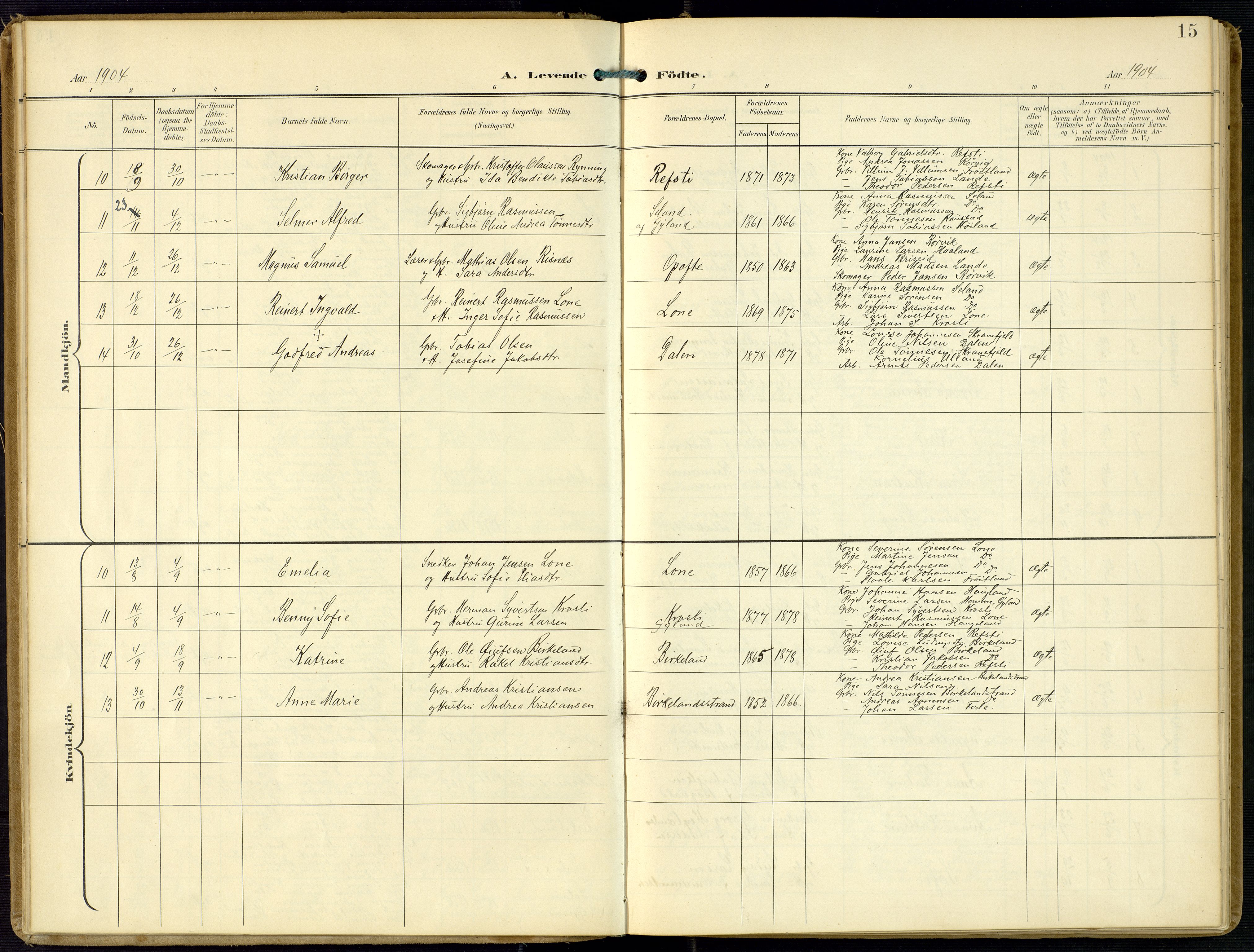 Kvinesdal sokneprestkontor, SAK/1111-0026/F/Fa/Faa/L0005: Ministerialbok nr. A 5, 1898-1915, s. 15