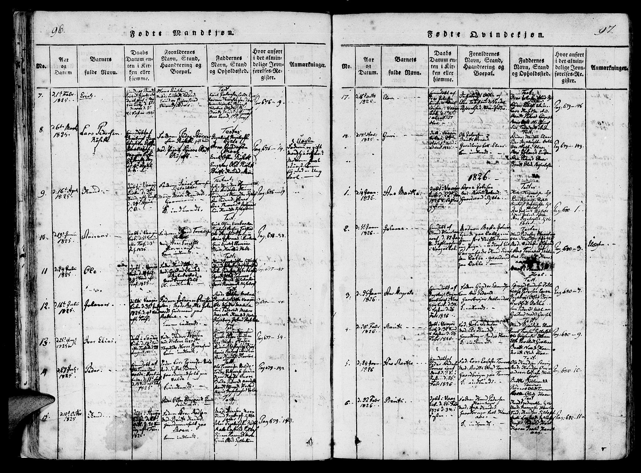 Ministerialprotokoller, klokkerbøker og fødselsregistre - Møre og Romsdal, AV/SAT-A-1454/565/L0747: Ministerialbok nr. 565A01, 1817-1844, s. 96-97