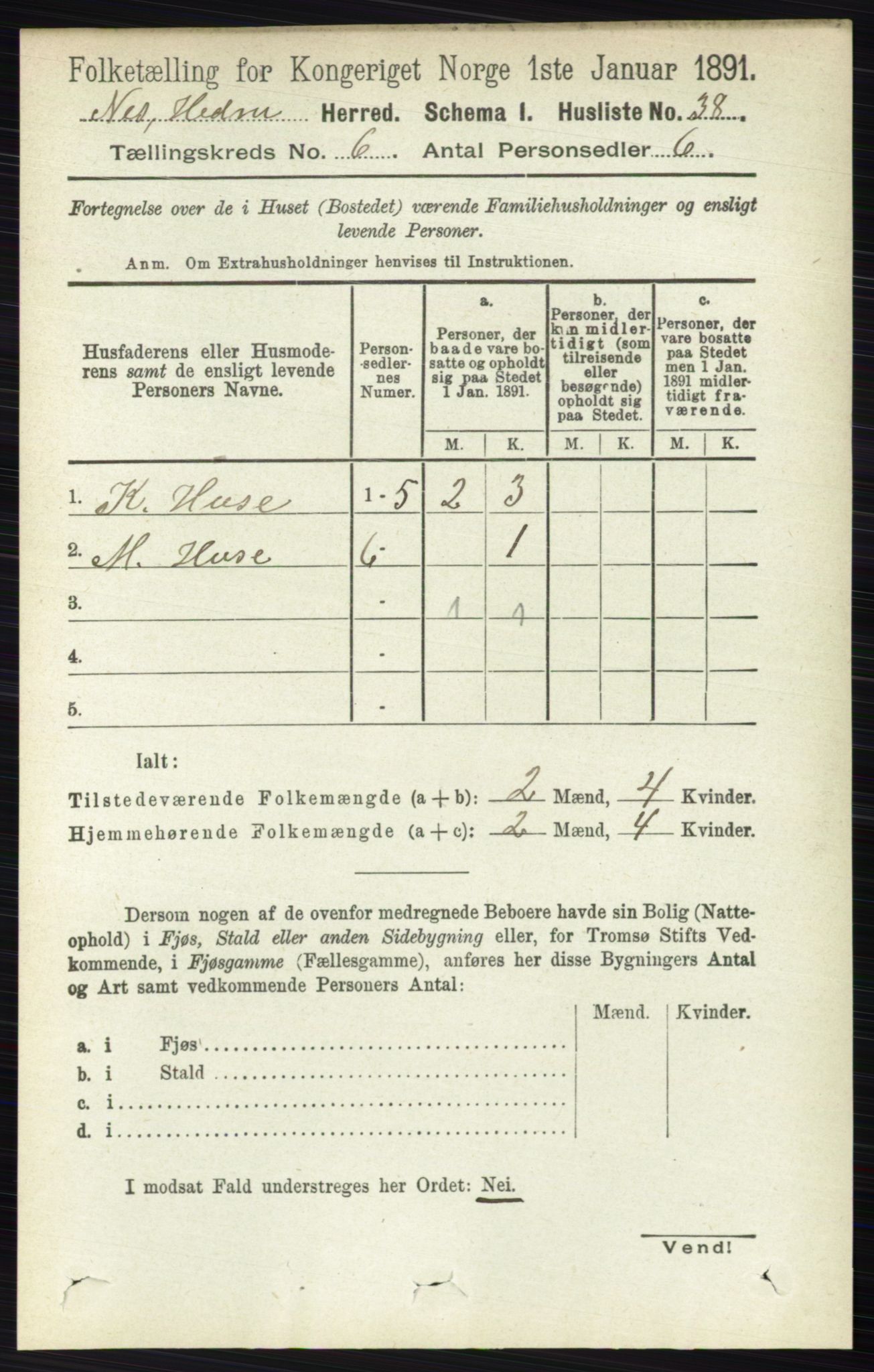 RA, Folketelling 1891 for 0411 Nes herred, 1891, s. 3206