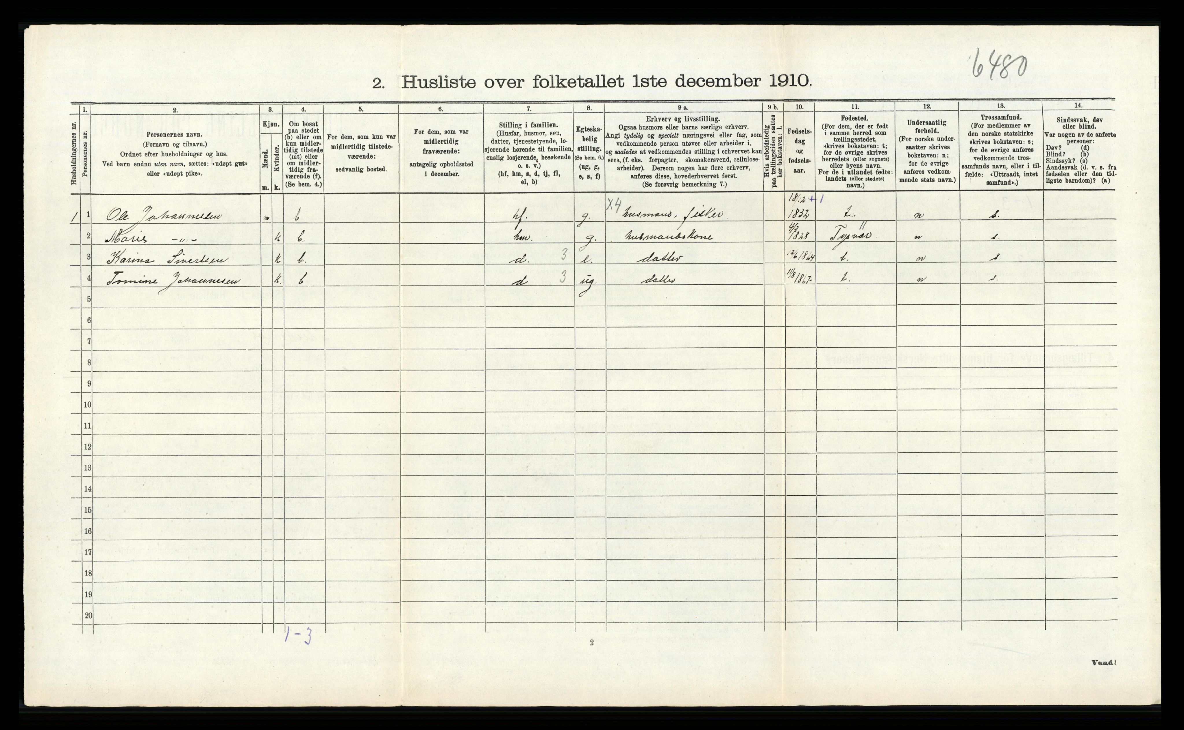 RA, Folketelling 1910 for 1150 Skudenes herred, 1910, s. 714