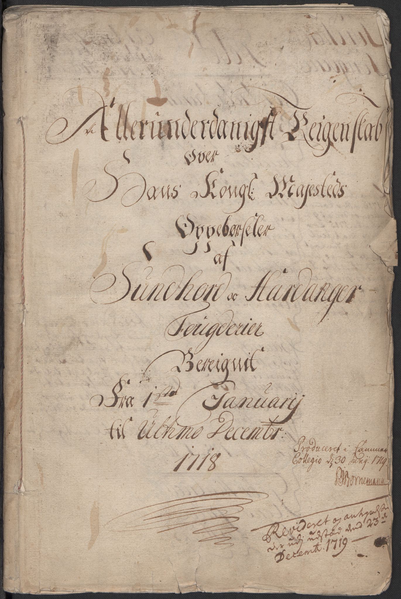 Rentekammeret inntil 1814, Reviderte regnskaper, Fogderegnskap, AV/RA-EA-4092/R48/L2995: Fogderegnskap Sunnhordland og Hardanger, 1718, s. 5