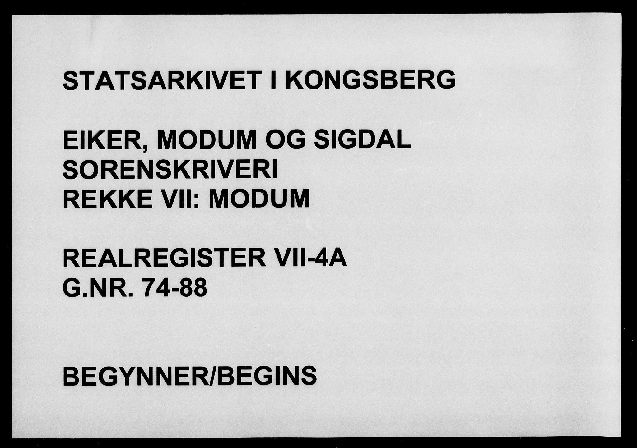 Eiker, Modum og Sigdal sorenskriveri, SAKO/A-123/G/Gb/Gbg/L0004a: Panteregister nr. VII 4a
