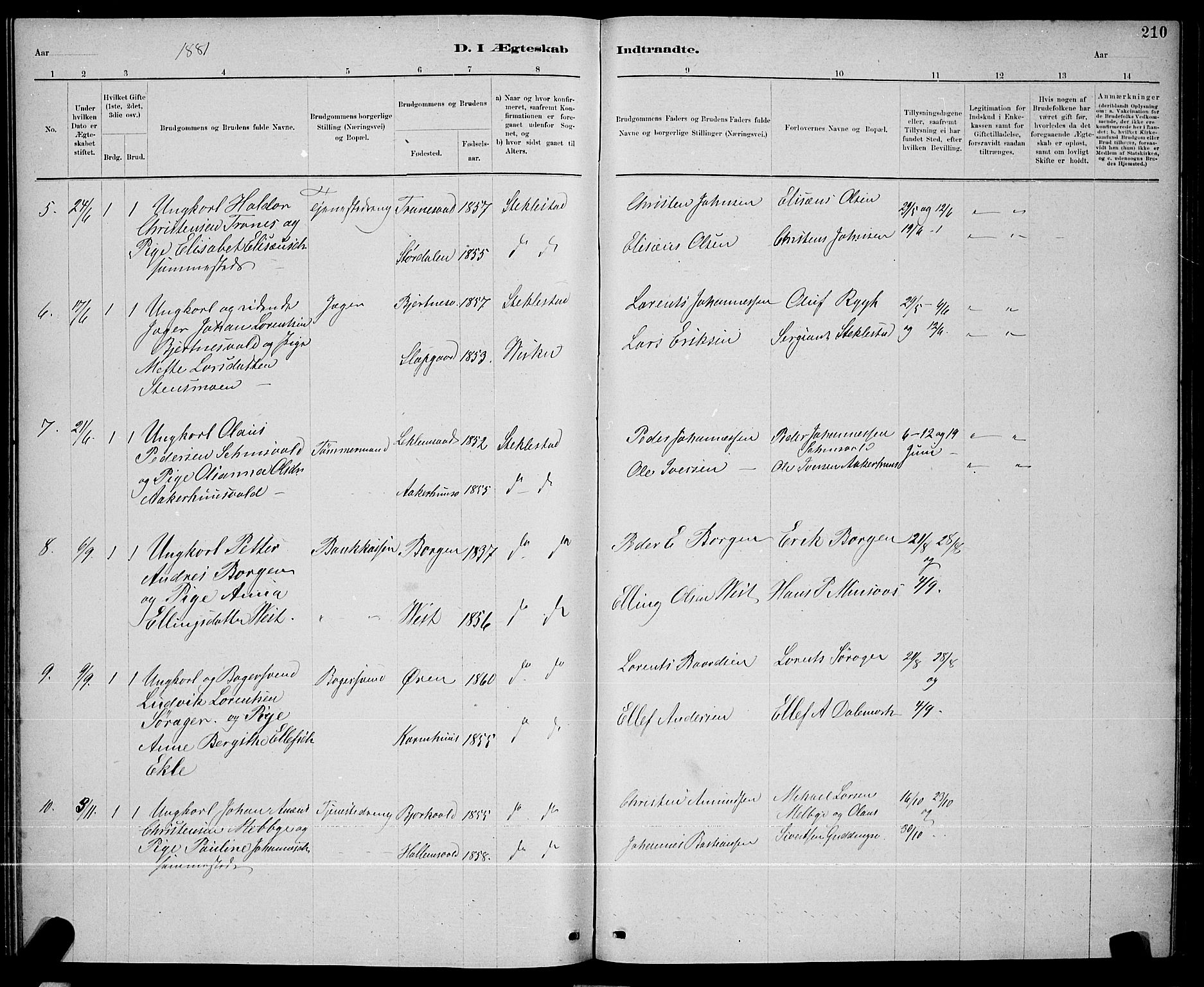 Ministerialprotokoller, klokkerbøker og fødselsregistre - Nord-Trøndelag, SAT/A-1458/723/L0256: Klokkerbok nr. 723C04, 1879-1890, s. 210