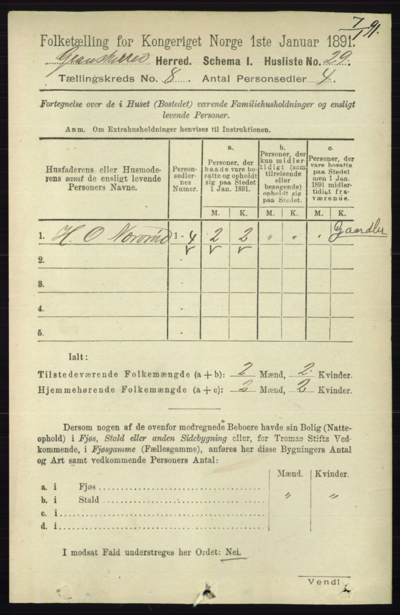 RA, Folketelling 1891 for 0824 Gransherad herred, 1891, s. 1407