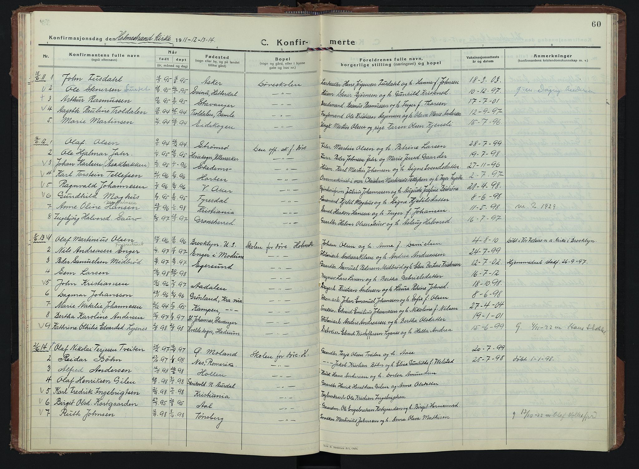 Døves menighet Oslo prestekontor kirkebøker, AV/SAO-A-11064/G/L0001: Klokkerbok nr. 1, 1895-1949, s. 60
