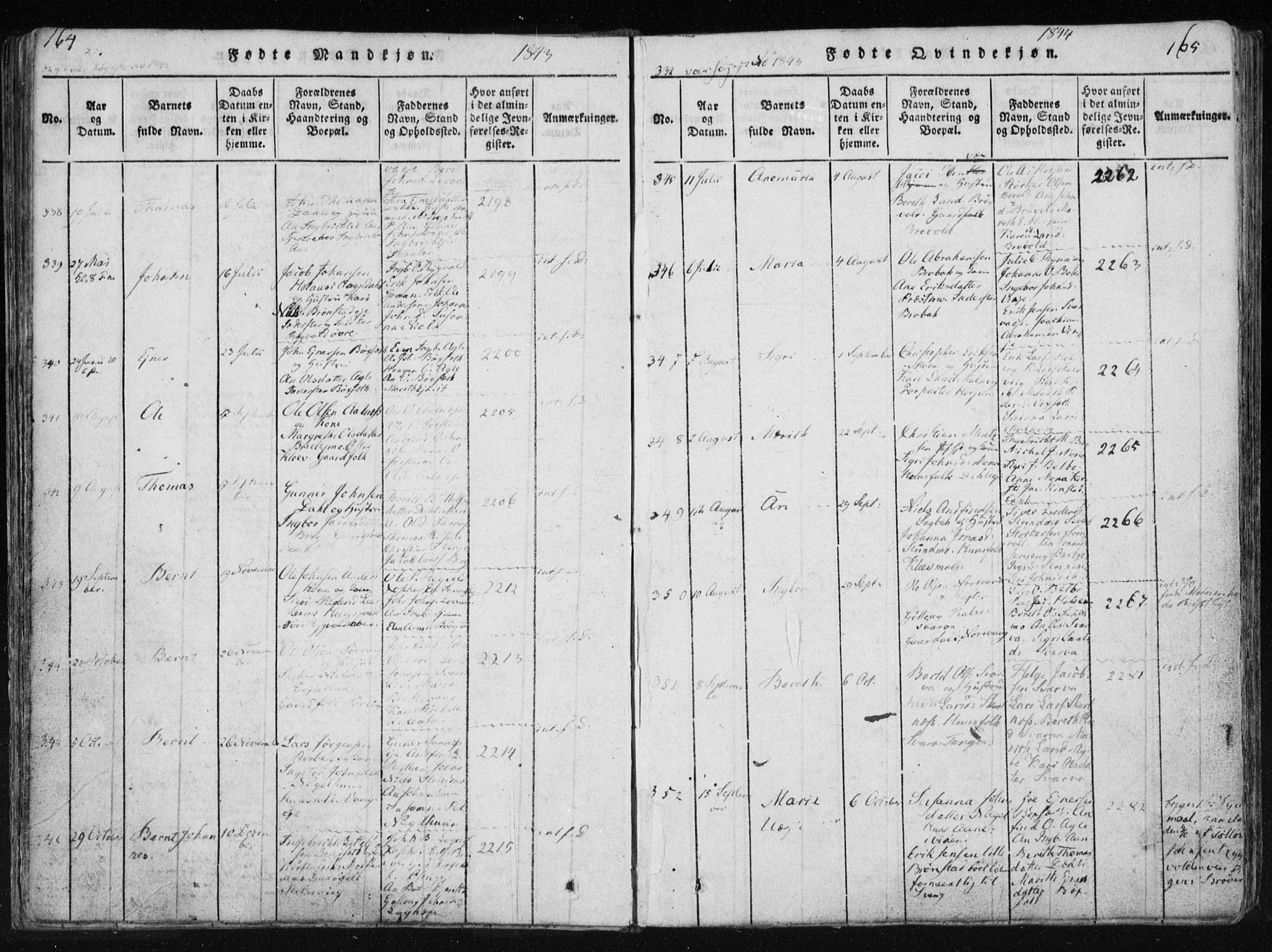Ministerialprotokoller, klokkerbøker og fødselsregistre - Nord-Trøndelag, SAT/A-1458/749/L0469: Ministerialbok nr. 749A03, 1817-1857, s. 164-165