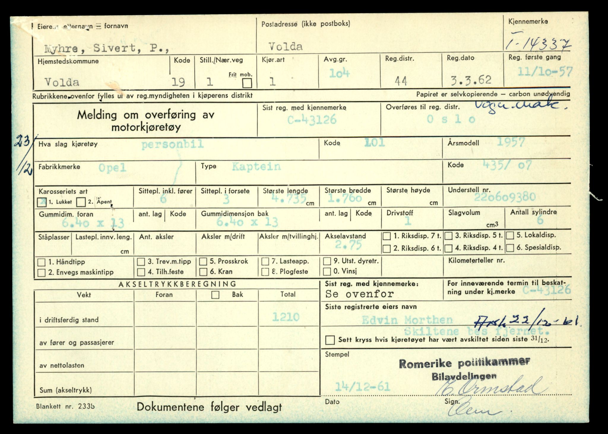 Møre og Romsdal vegkontor - Ålesund trafikkstasjon, AV/SAT-A-4099/F/Fe/L0045: Registreringskort for kjøretøy T 14320 - T 14444, 1927-1998, s. 491