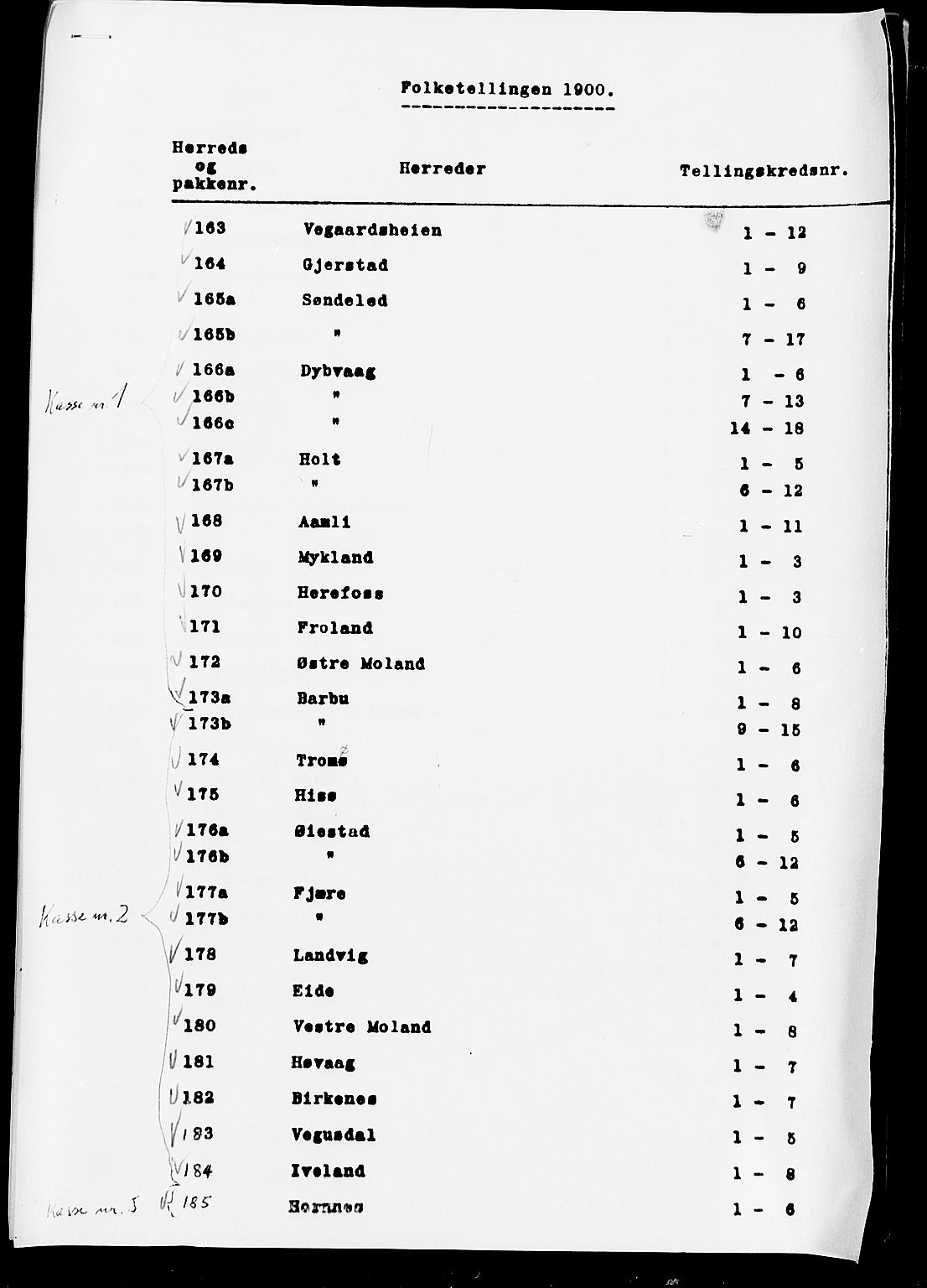SAK, Folketelling 1900 for 0912 Vegårshei herred, 1900, s. 49