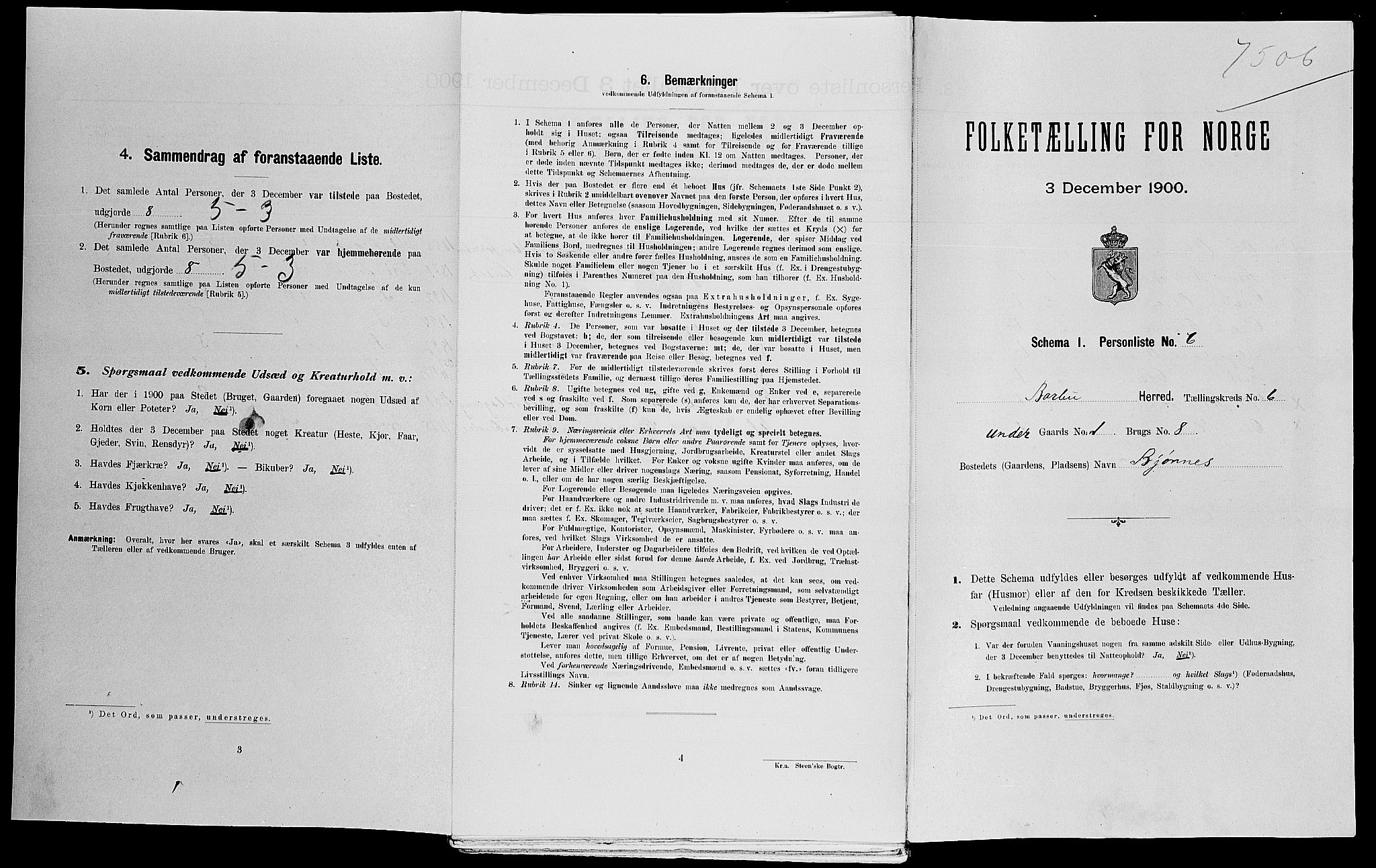 SAK, Folketelling 1900 for 0990 Barbu herred, 1900, s. 779