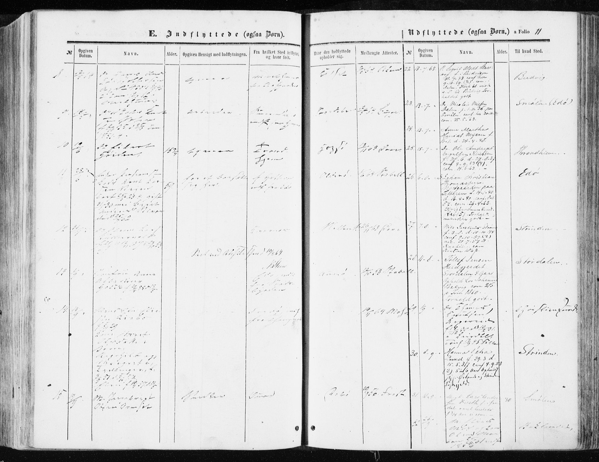 Ministerialprotokoller, klokkerbøker og fødselsregistre - Sør-Trøndelag, SAT/A-1456/634/L0531: Ministerialbok nr. 634A07, 1861-1870, s. 11