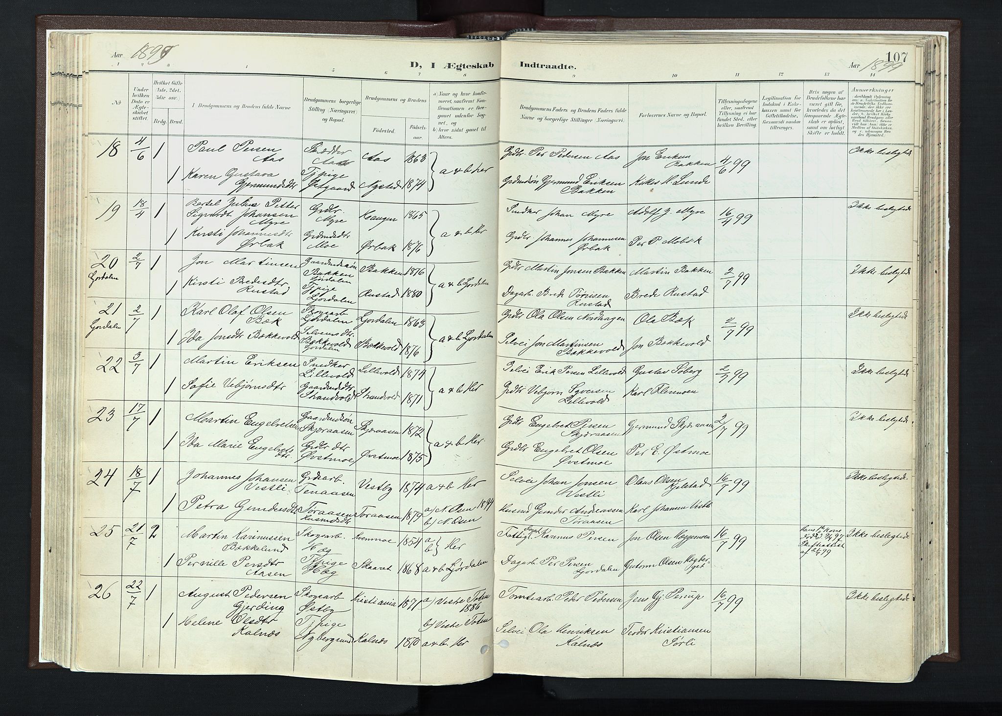 Trysil prestekontor, AV/SAH-PREST-046/H/Ha/Haa/L0013: Ministerialbok nr. 13, 1898-1911, s. 107