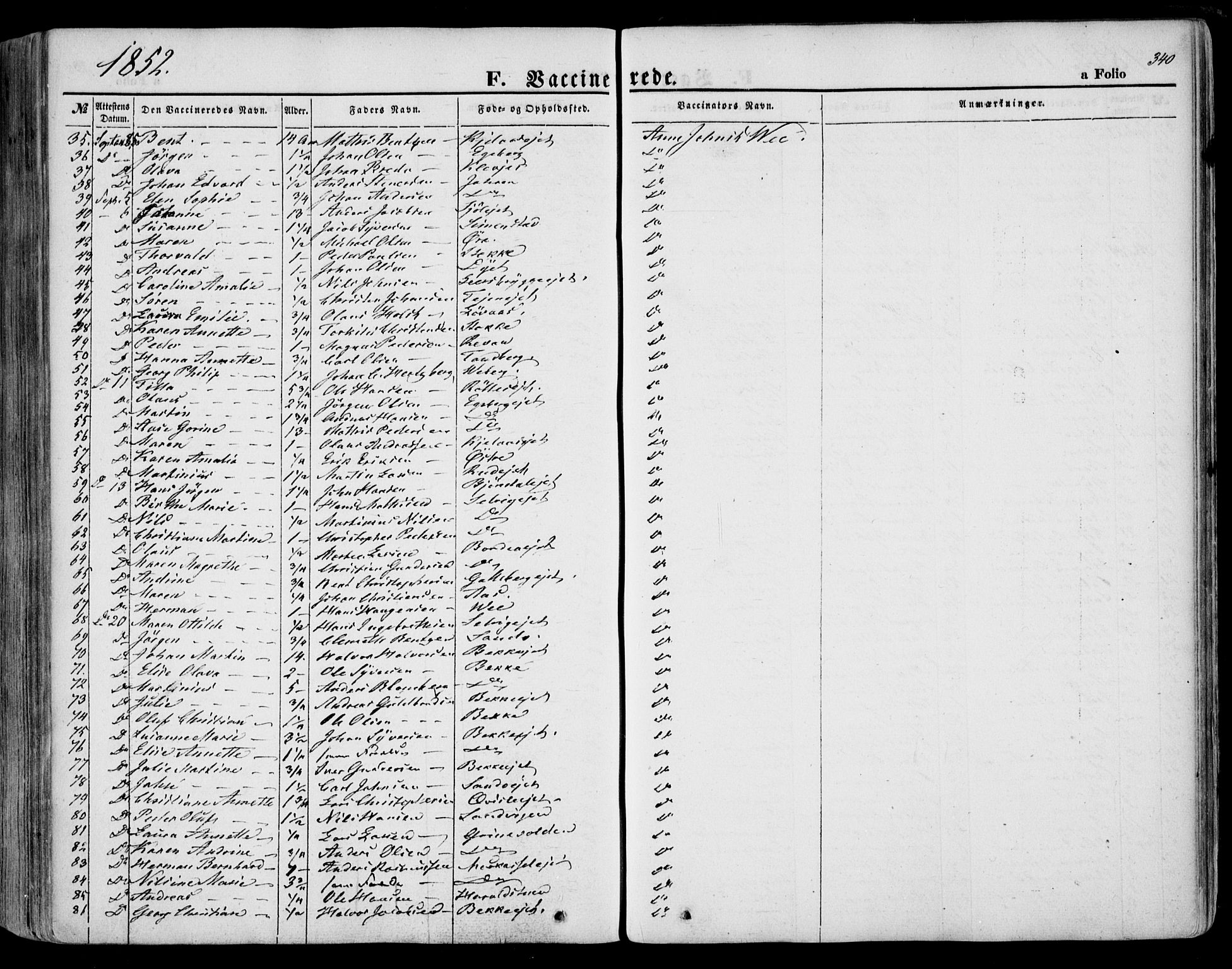 Sande Kirkebøker, SAKO/A-53/F/Fa/L0004: Ministerialbok nr. 4, 1847-1864, s. 340