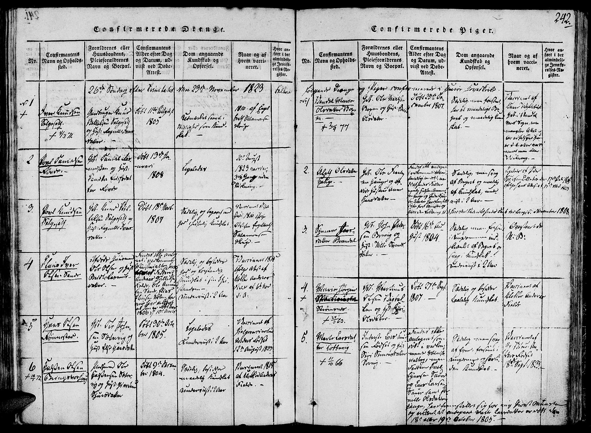 Ministerialprotokoller, klokkerbøker og fødselsregistre - Møre og Romsdal, AV/SAT-A-1454/503/L0033: Ministerialbok nr. 503A01, 1816-1841, s. 242