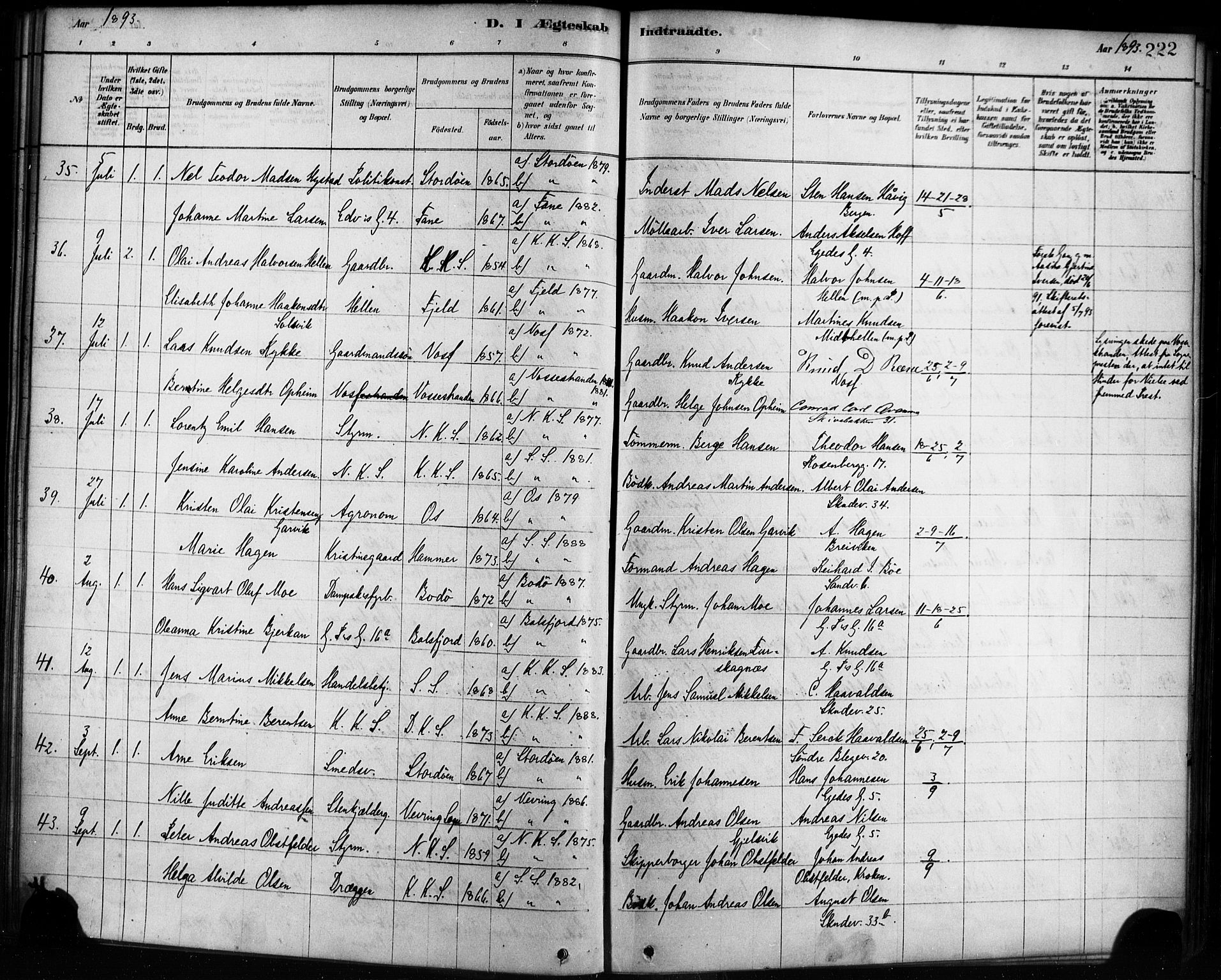 Sandviken Sokneprestembete, AV/SAB-A-77601/H/Ha/L0002: Ministerialbok nr. A 2, 1878-1896, s. 222