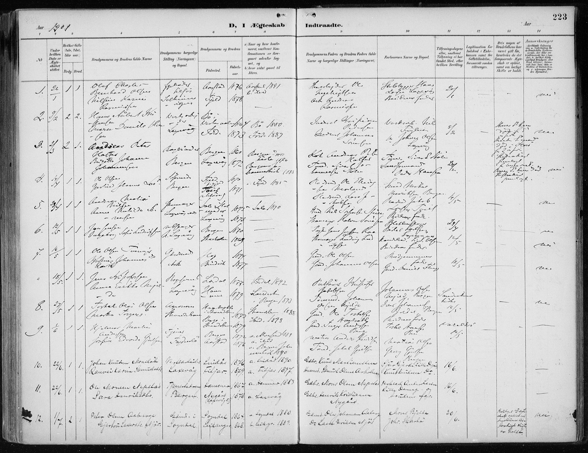 Askøy Sokneprestembete, AV/SAB-A-74101/H/Ha/Haa/Haae/L0003: Ministerialbok nr. E 3, 1891-1903, s. 223