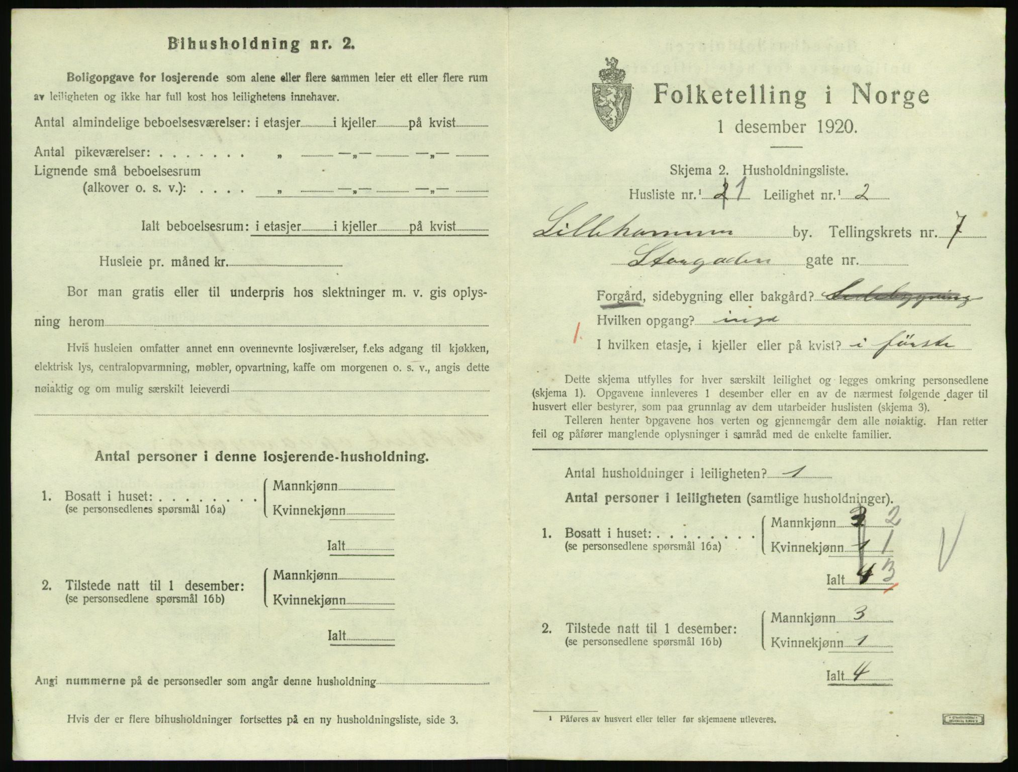 SAH, Folketelling 1920 for 0501 Lillehammer kjøpstad, 1920, s. 2588