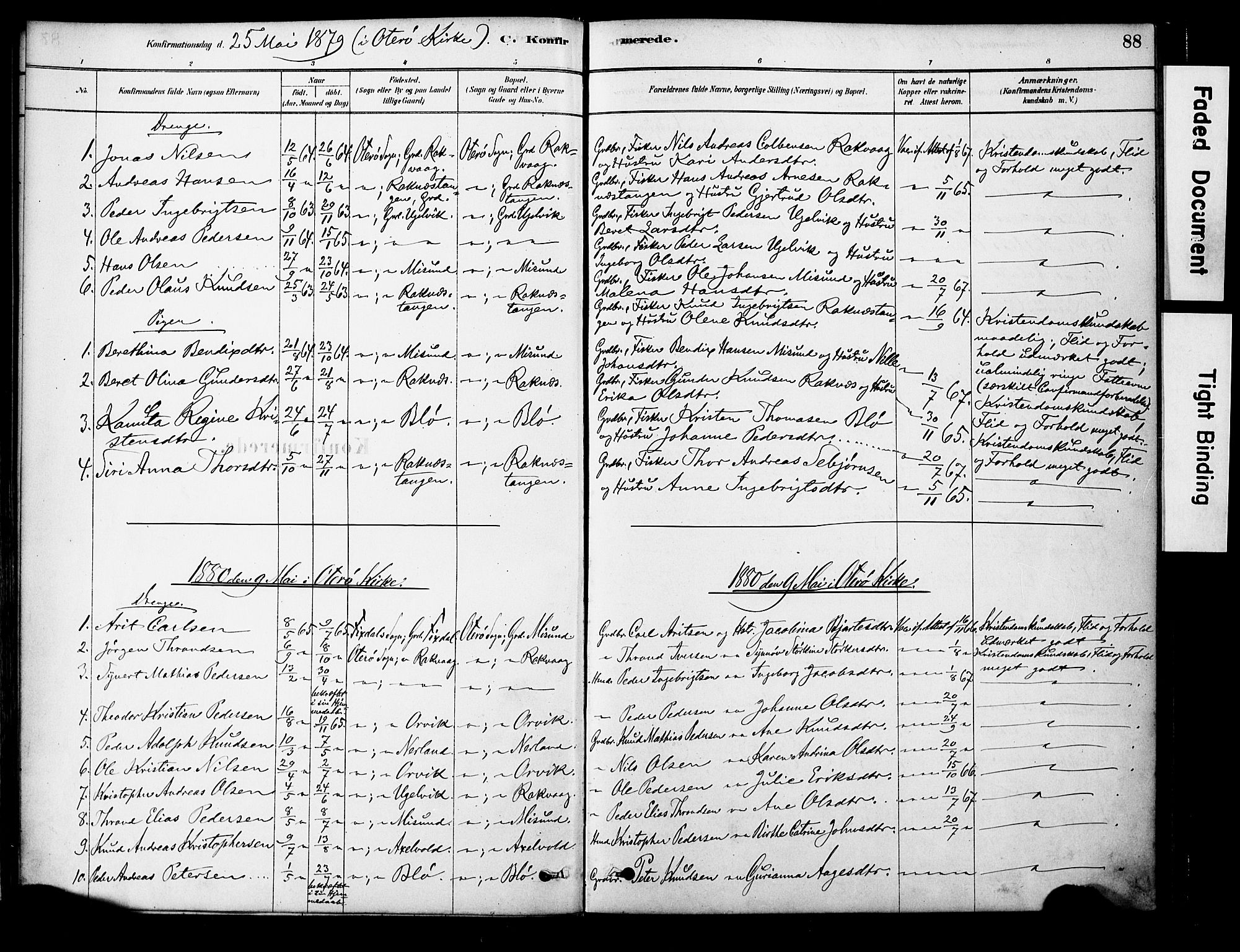 Ministerialprotokoller, klokkerbøker og fødselsregistre - Møre og Romsdal, AV/SAT-A-1454/563/L0736: Ministerialbok nr. 563A01, 1878-1903, s. 88
