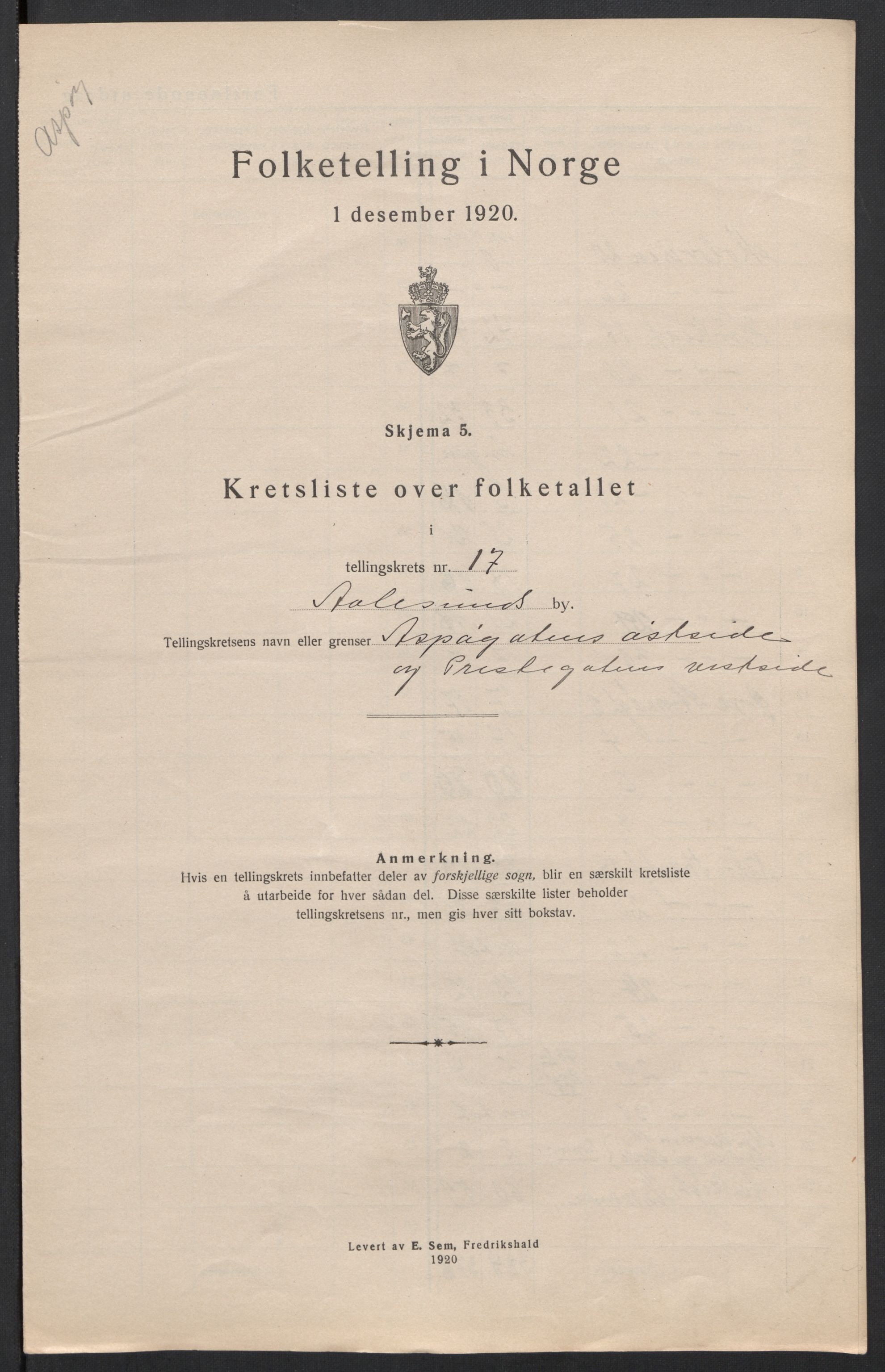 SAT, Folketelling 1920 for 1501 Ålesund kjøpstad, 1920, s. 54