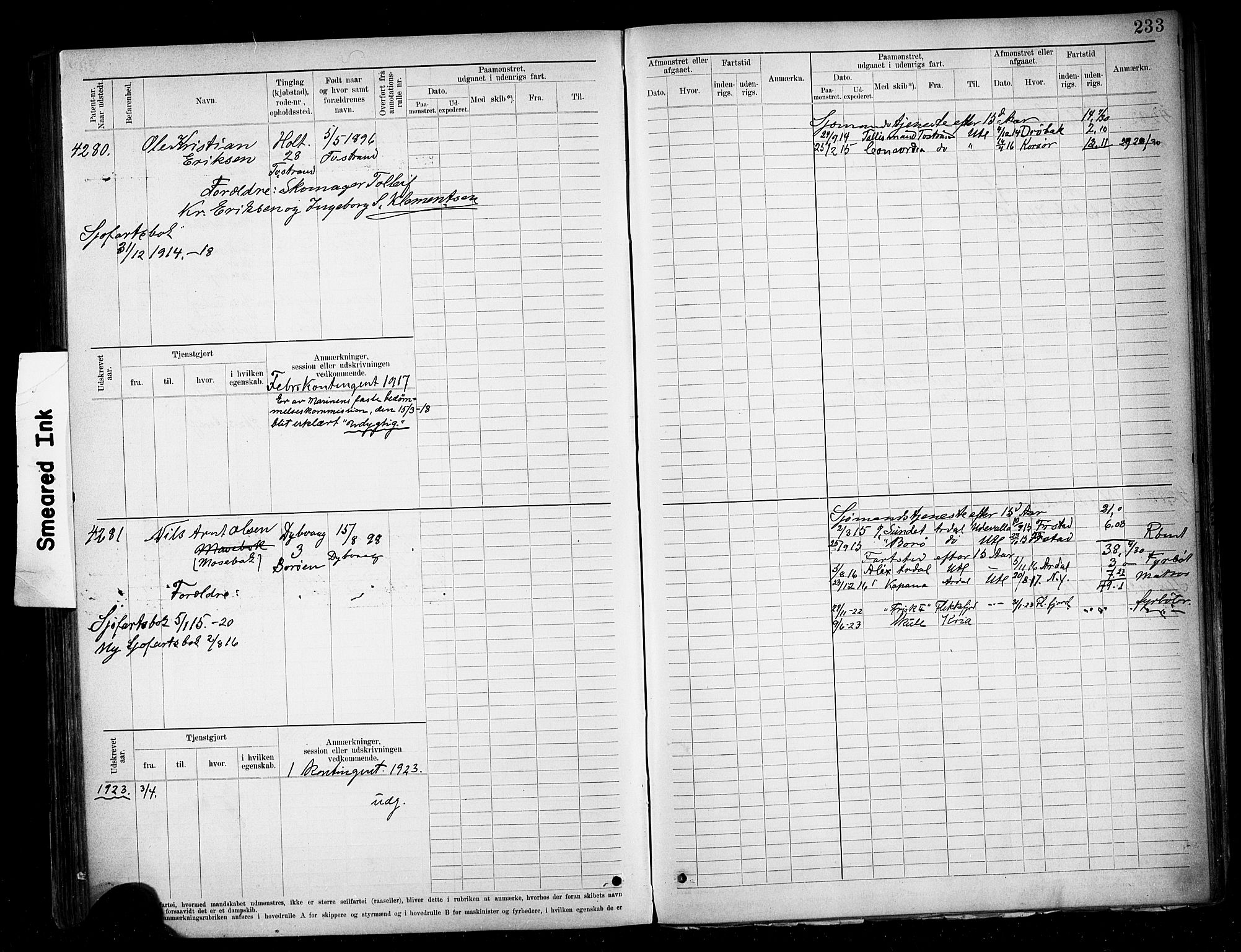 Tvedestrand mønstringskrets, AV/SAK-2031-0011/F/Fb/L0020: Hovedrulle A nr 3819-4409, U-36, 1906-1918, s. 241