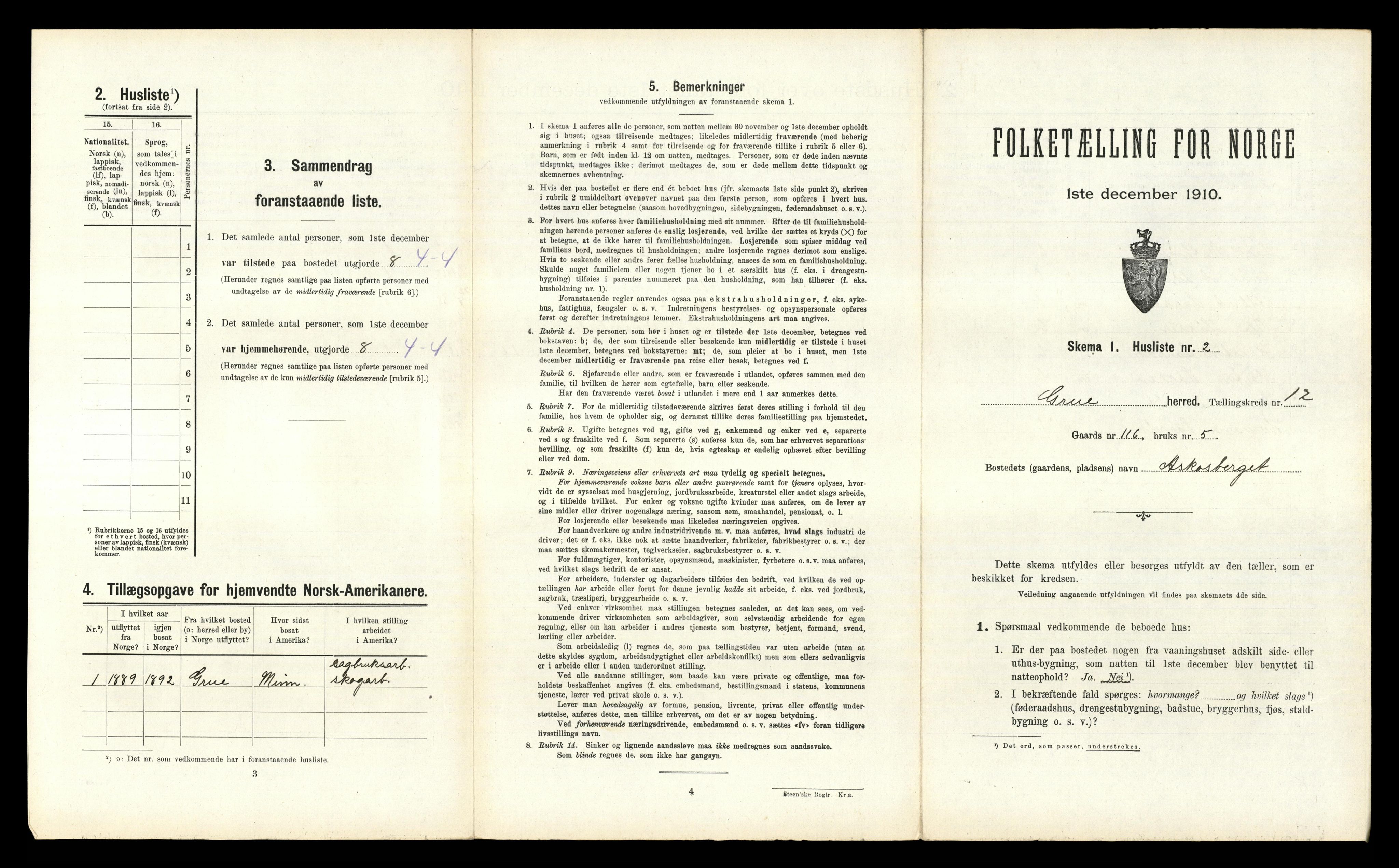 RA, Folketelling 1910 for 0423 Grue herred, 1910, s. 1519