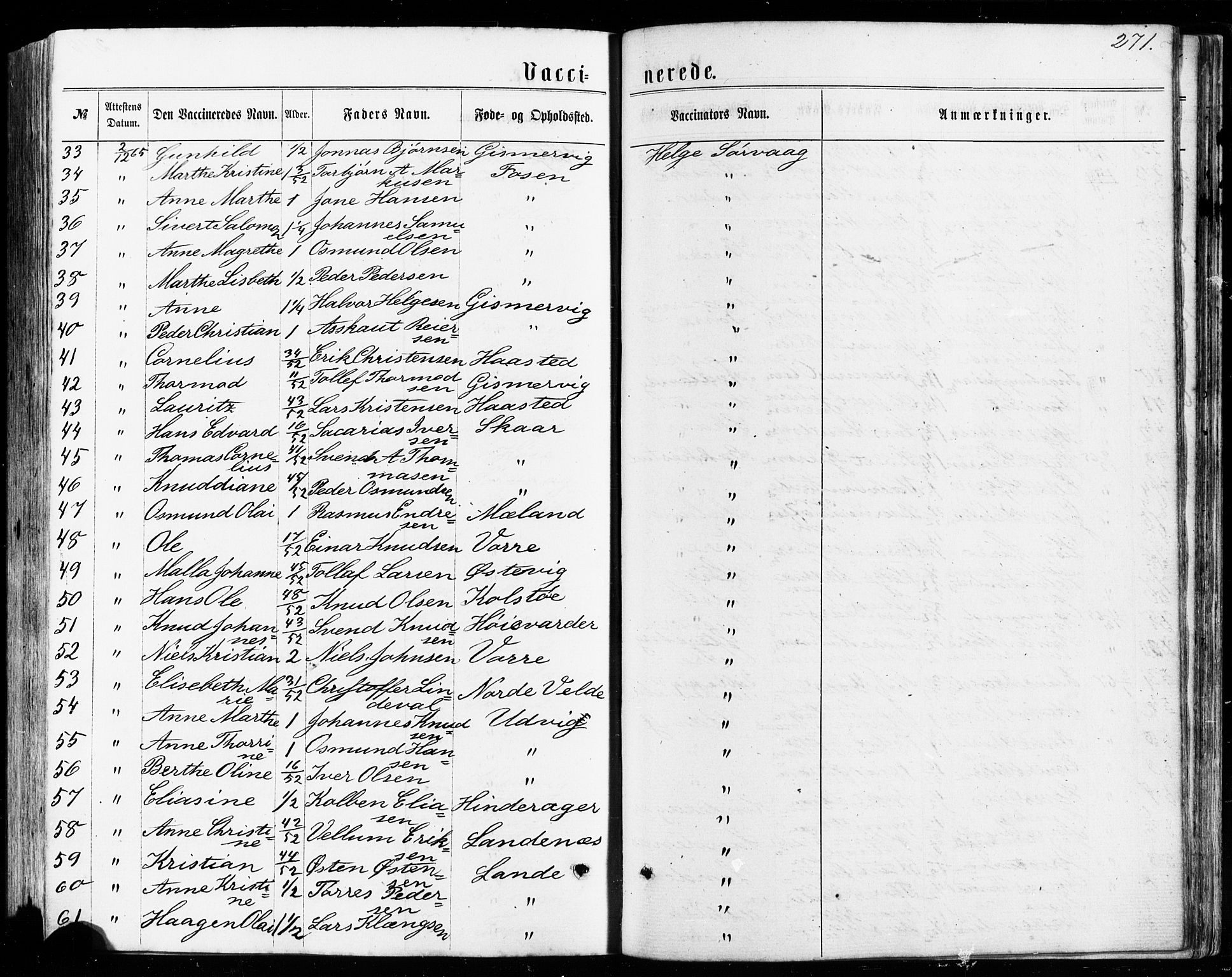 Avaldsnes sokneprestkontor, AV/SAST-A -101851/H/Ha/Haa/L0011: Ministerialbok nr. A 11, 1861-1880, s. 271