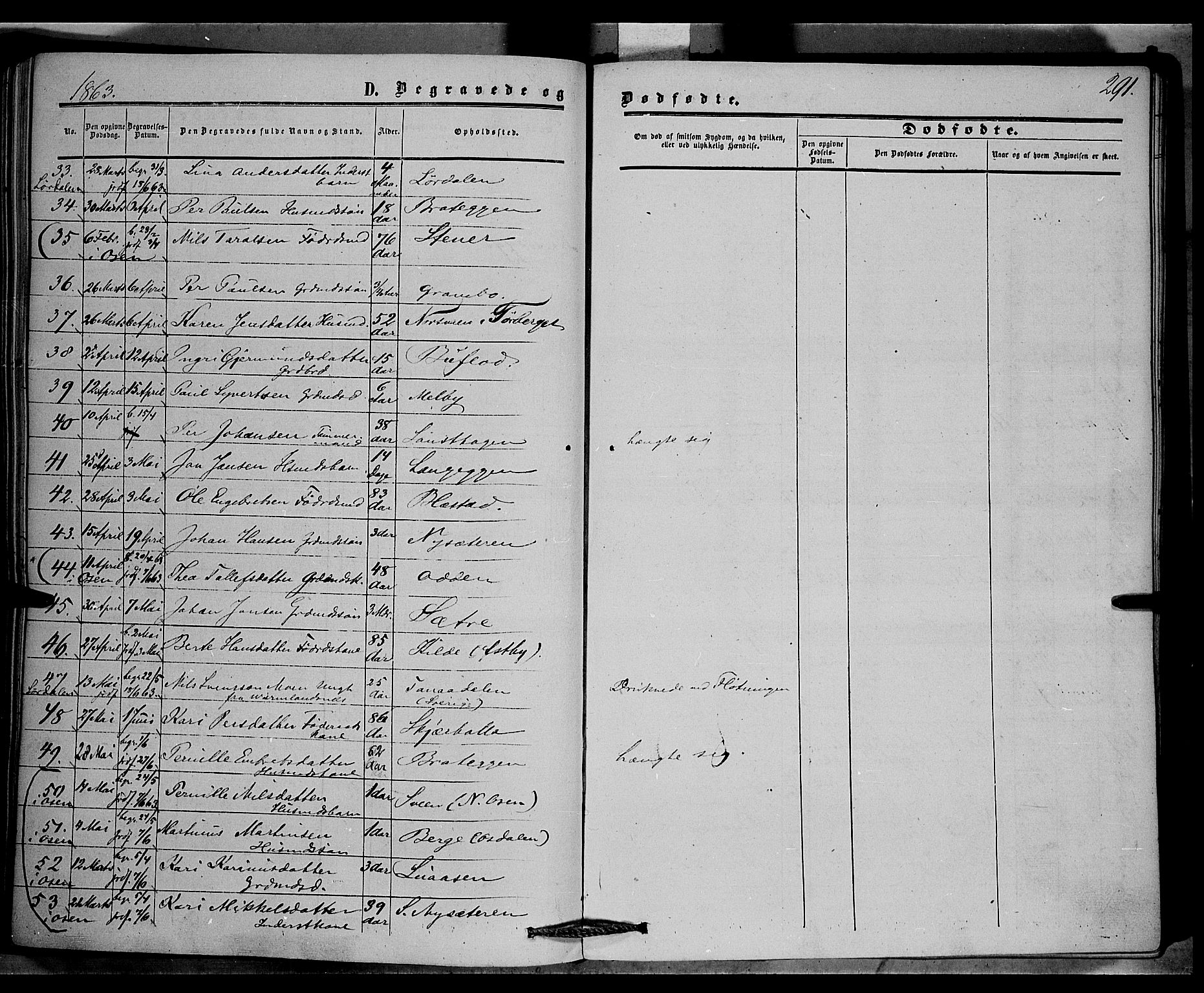Trysil prestekontor, AV/SAH-PREST-046/H/Ha/Haa/L0005: Ministerialbok nr. 5, 1851-1865, s. 291