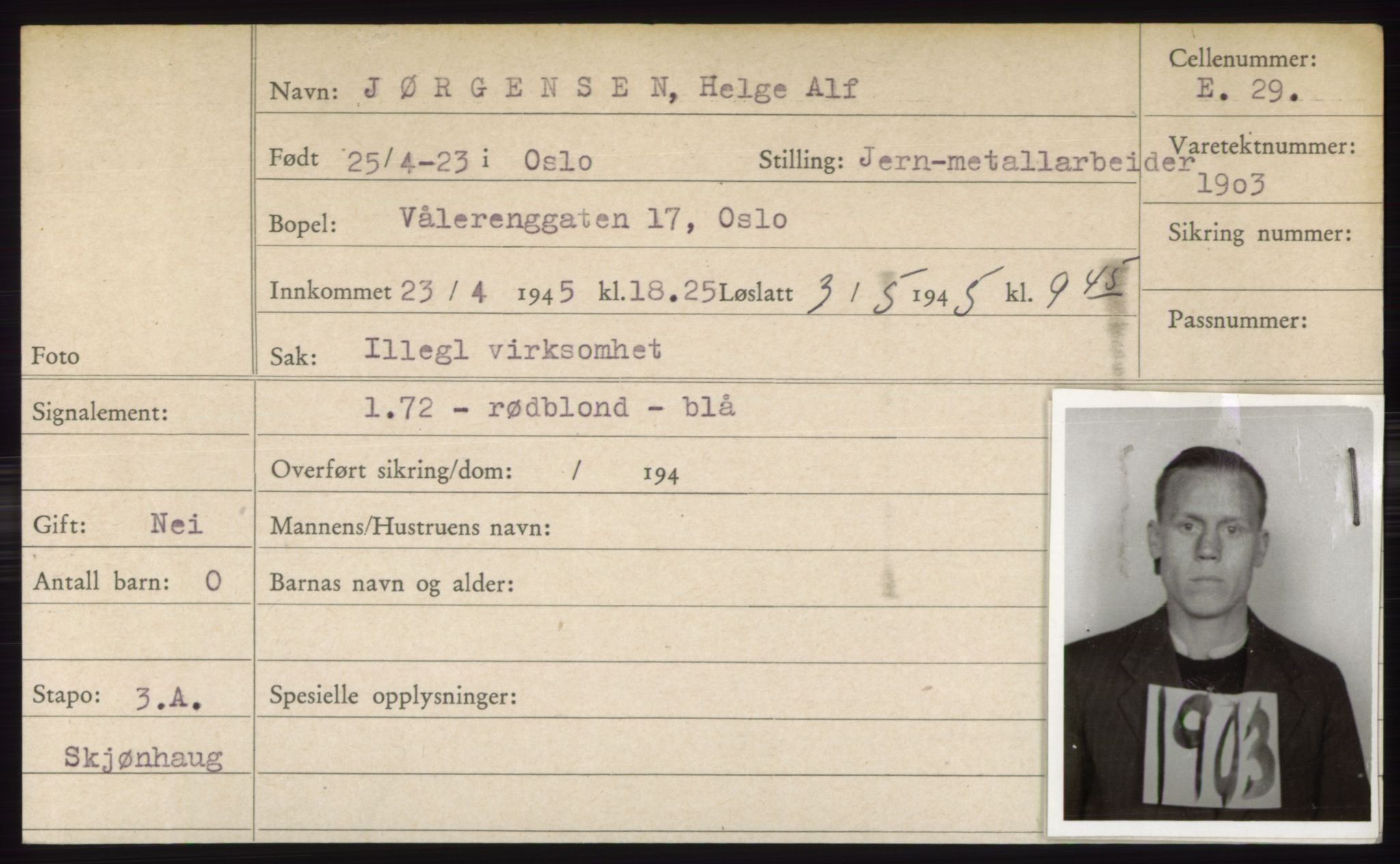 Statspolitiet - Hovedkontoret / Osloavdelingen, AV/RA-S-1329/C/Ck/Cke/L0003: Fangeregister; etternavn G - K, 1941-1945, s. 726