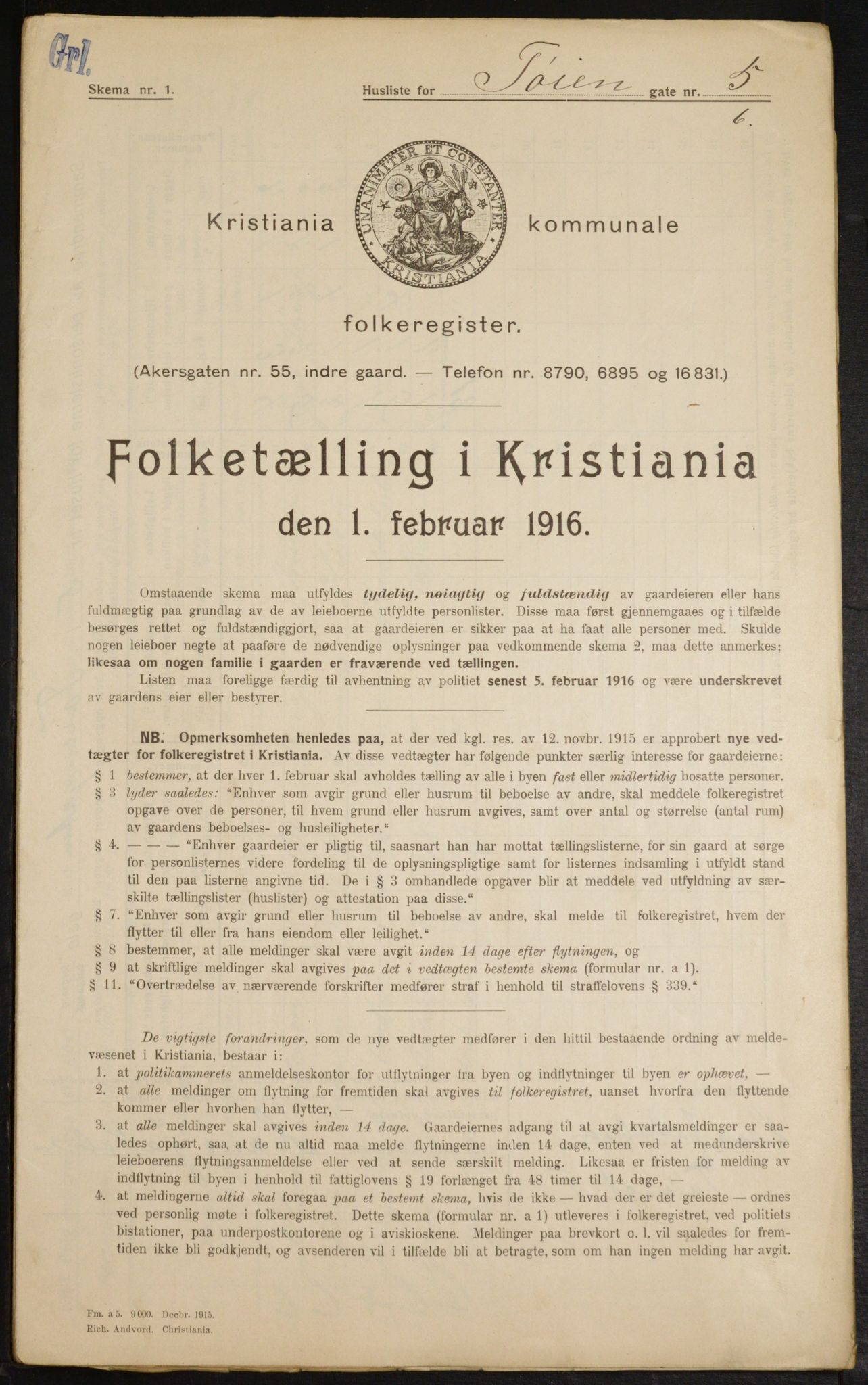 OBA, Kommunal folketelling 1.2.1916 for Kristiania, 1916, s. 120672