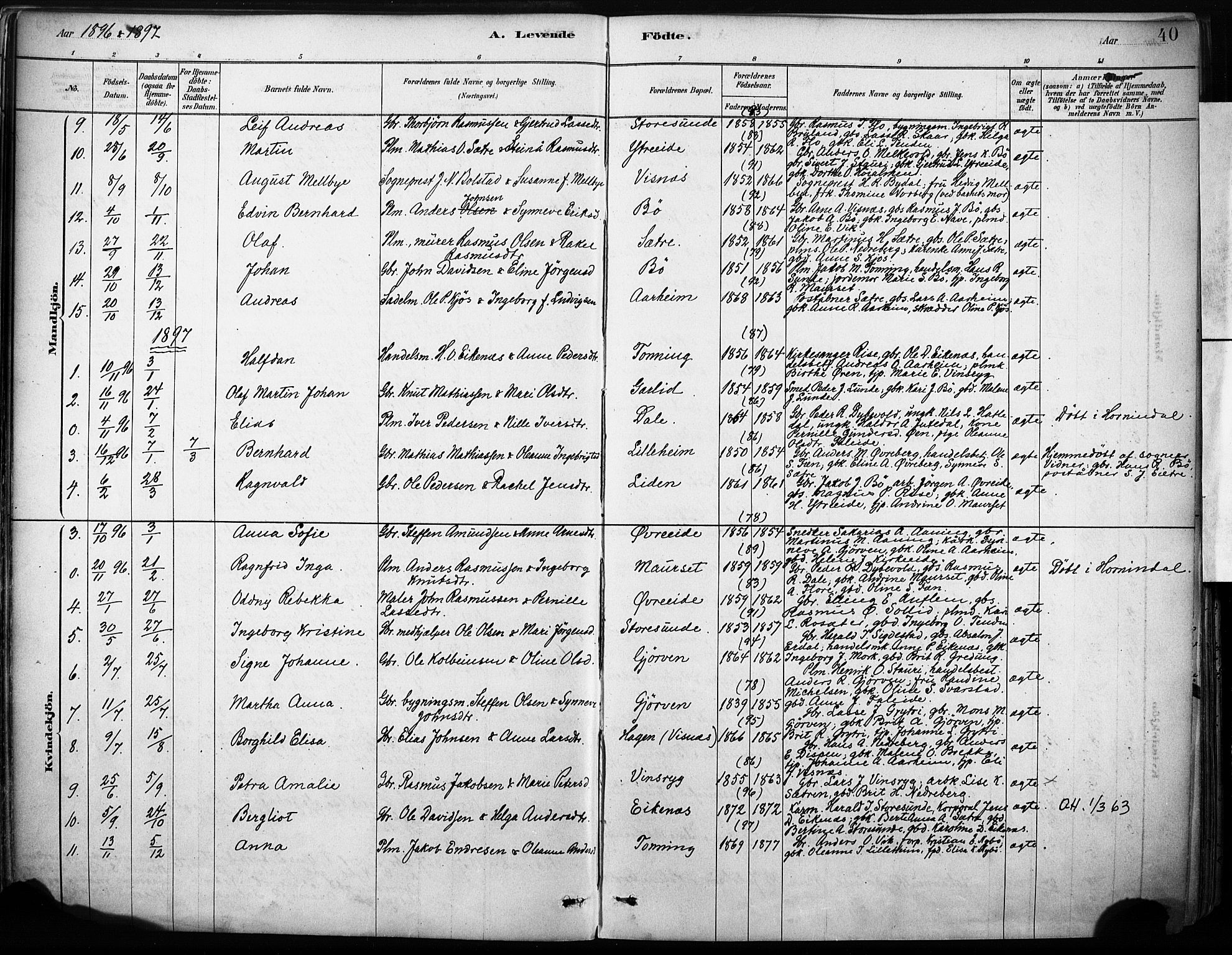 Stryn Sokneprestembete, AV/SAB-A-82501: Ministerialbok nr. B 1, 1878-1907, s. 40