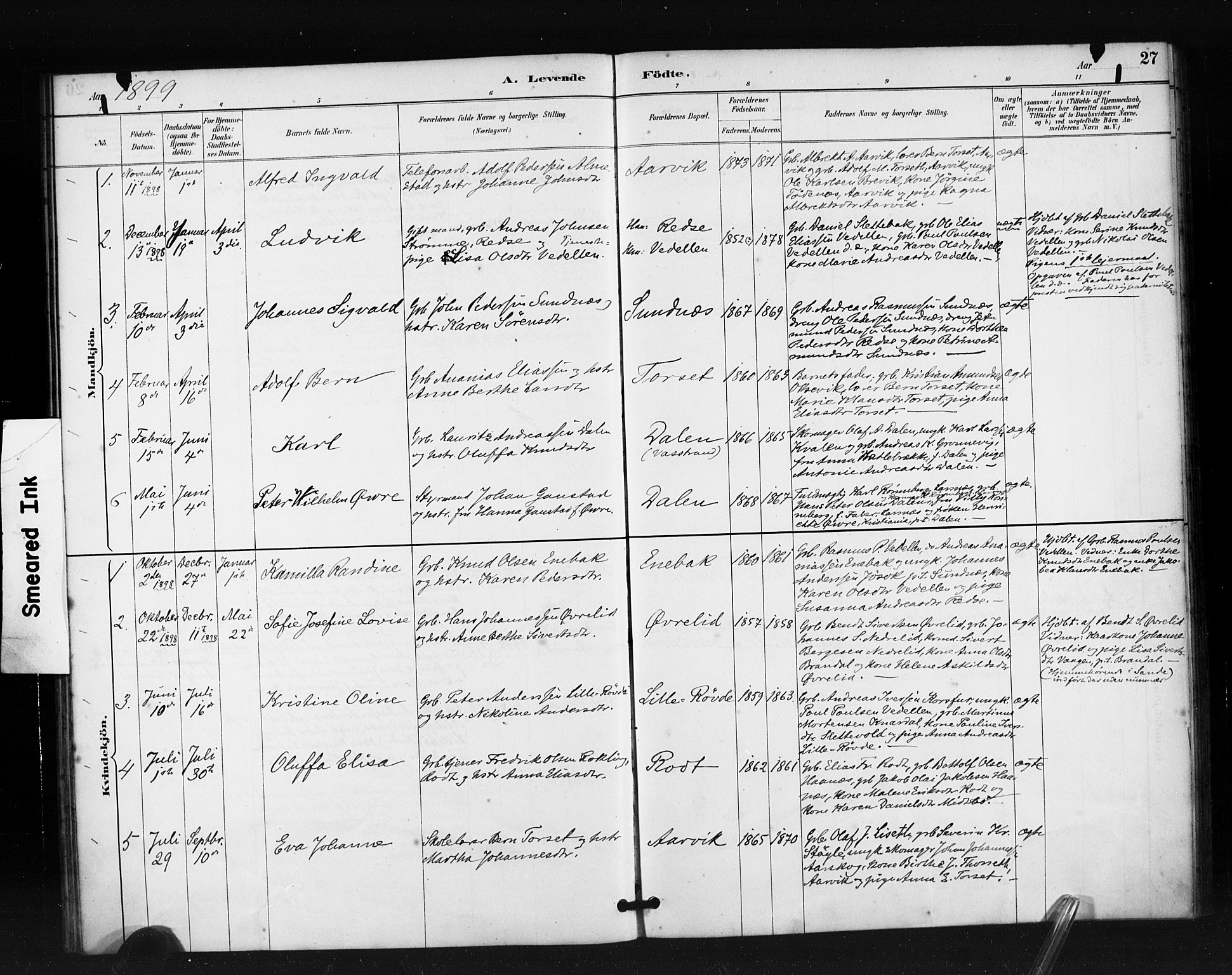 Ministerialprotokoller, klokkerbøker og fødselsregistre - Møre og Romsdal, SAT/A-1454/504/L0056: Ministerialbok nr. 504A03, 1884-1904, s. 27