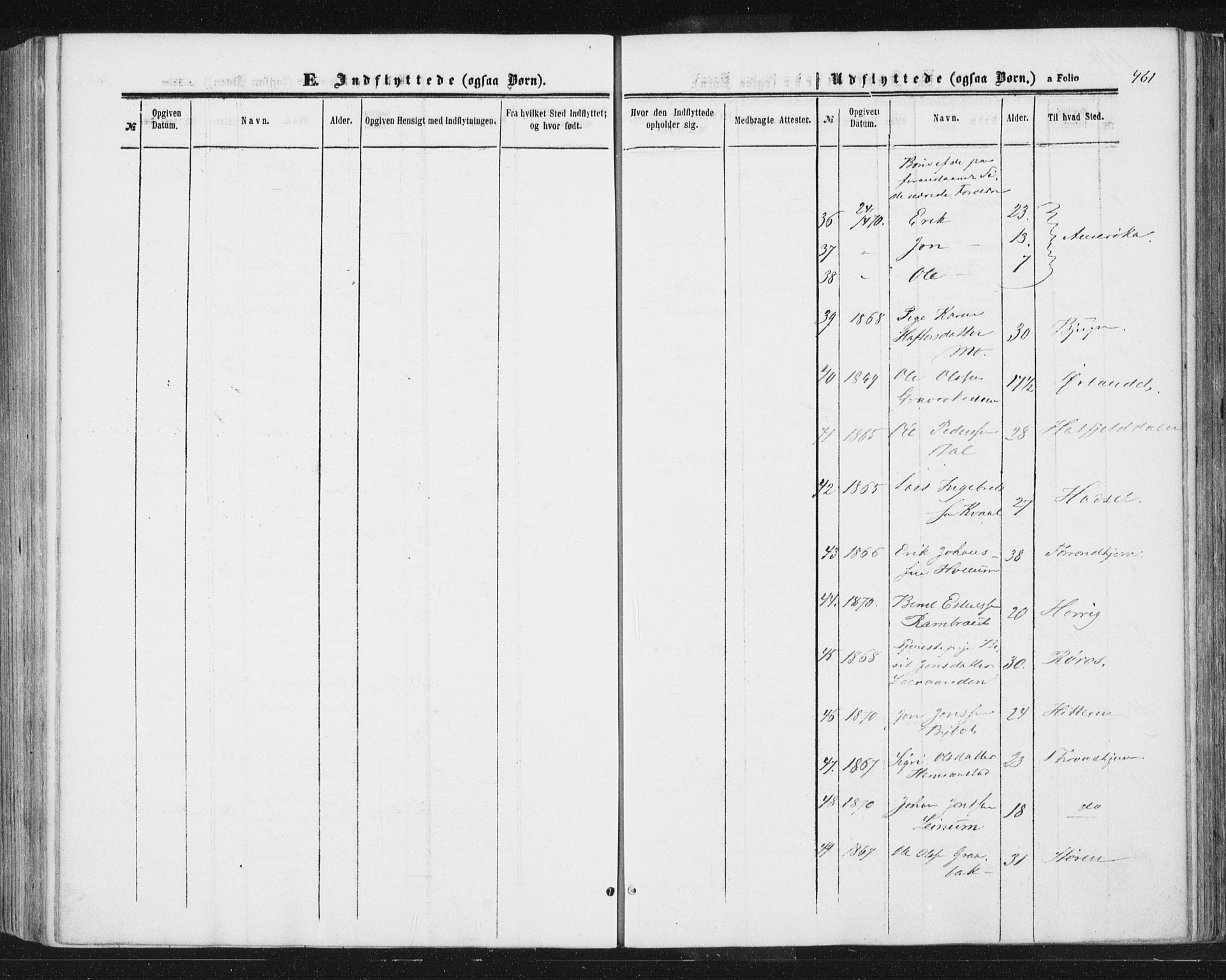 Ministerialprotokoller, klokkerbøker og fødselsregistre - Sør-Trøndelag, AV/SAT-A-1456/691/L1077: Ministerialbok nr. 691A09, 1862-1873, s. 461