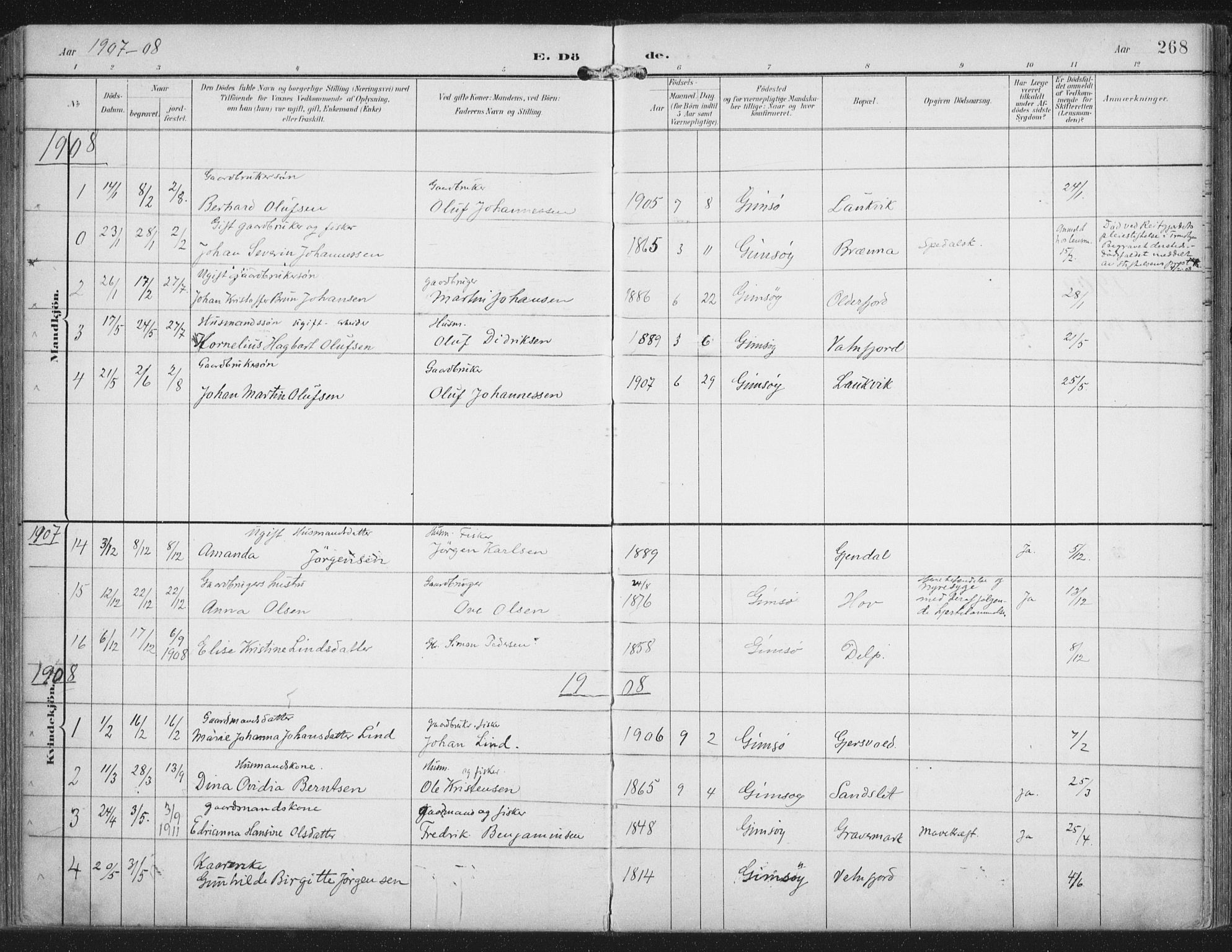 Ministerialprotokoller, klokkerbøker og fødselsregistre - Nordland, SAT/A-1459/876/L1098: Ministerialbok nr. 876A04, 1896-1915, s. 268