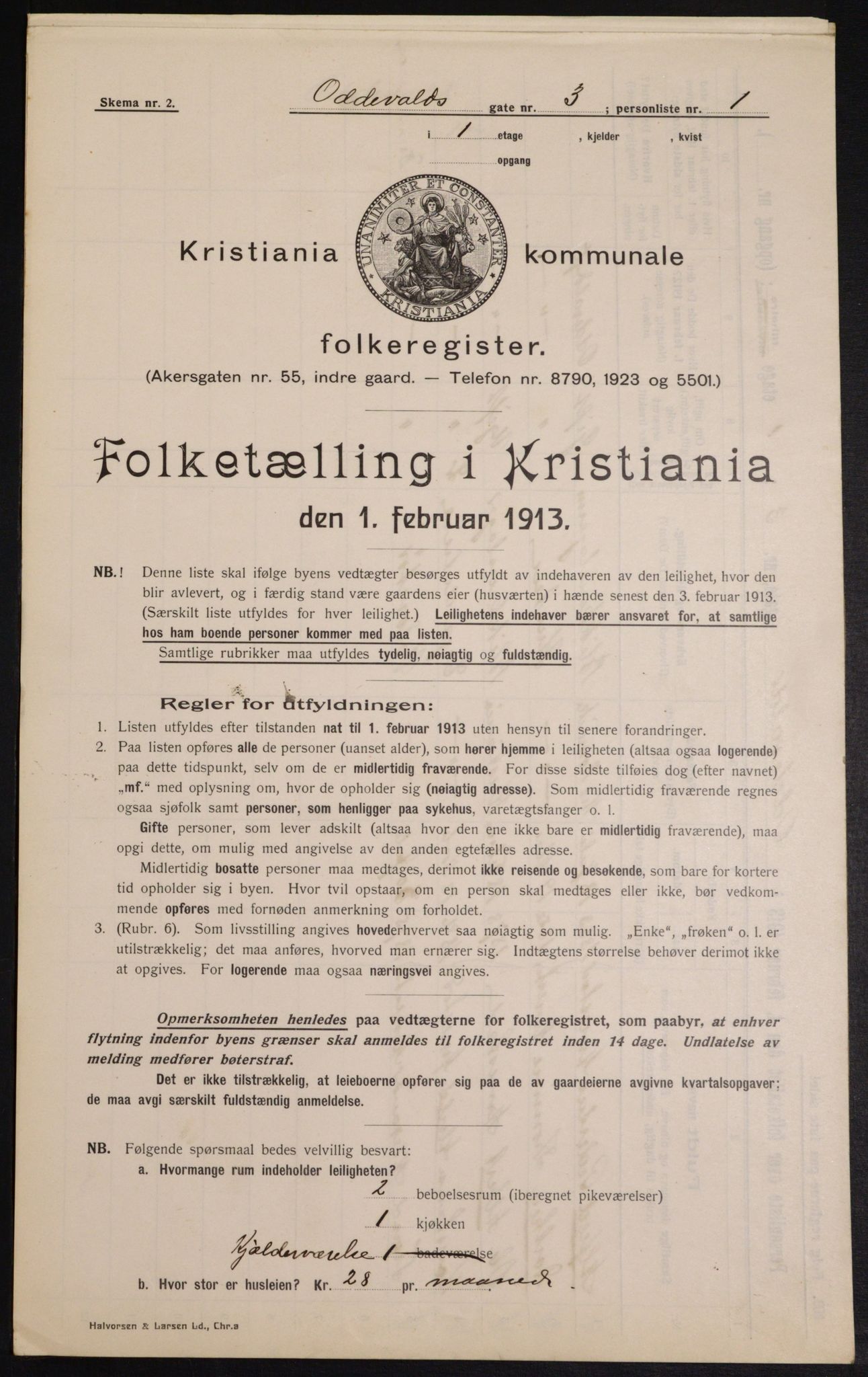 OBA, Kommunal folketelling 1.2.1913 for Kristiania, 1913, s. 74565