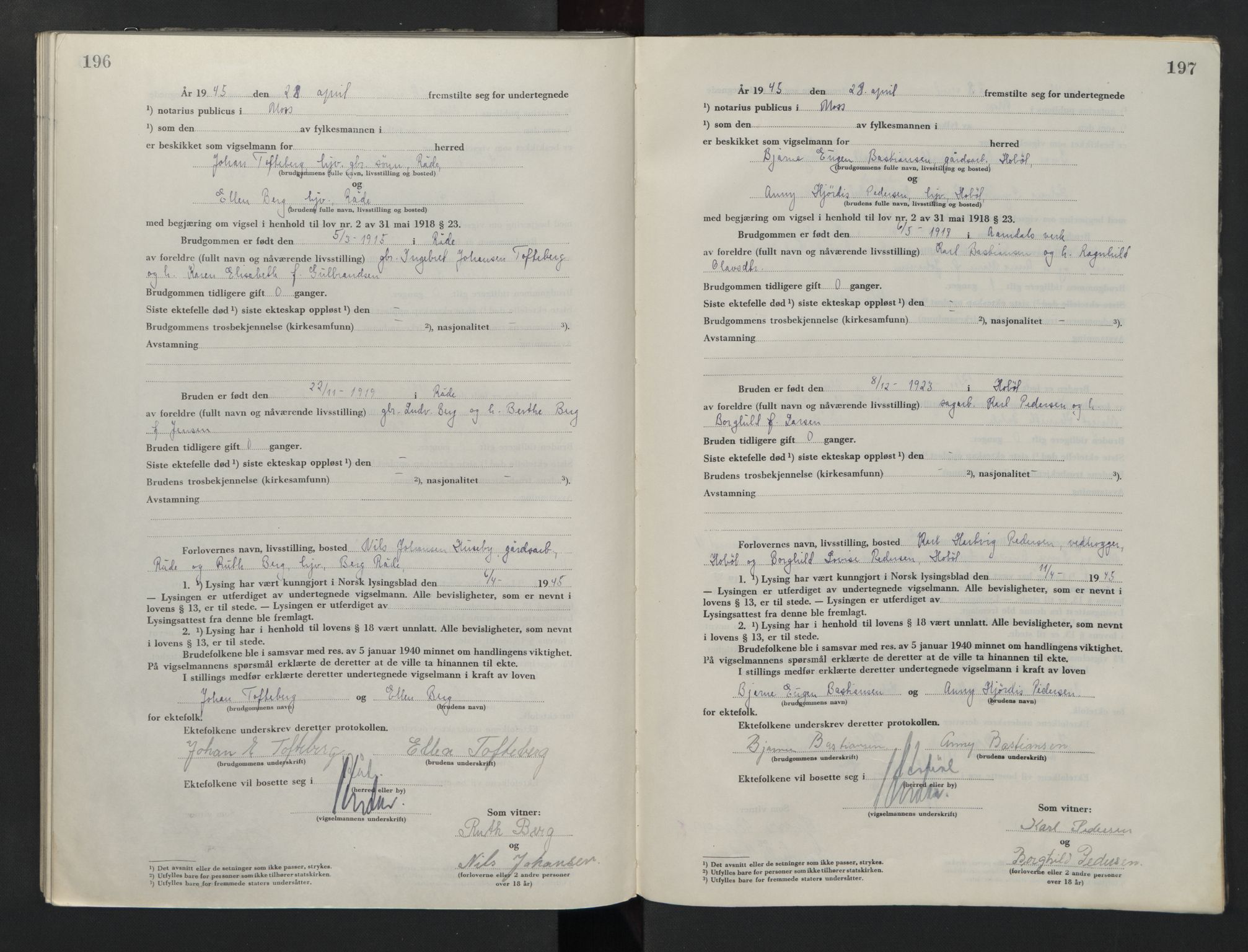 Moss sorenskriveri, SAO/A-10168, 1944-1945, s. 196-197